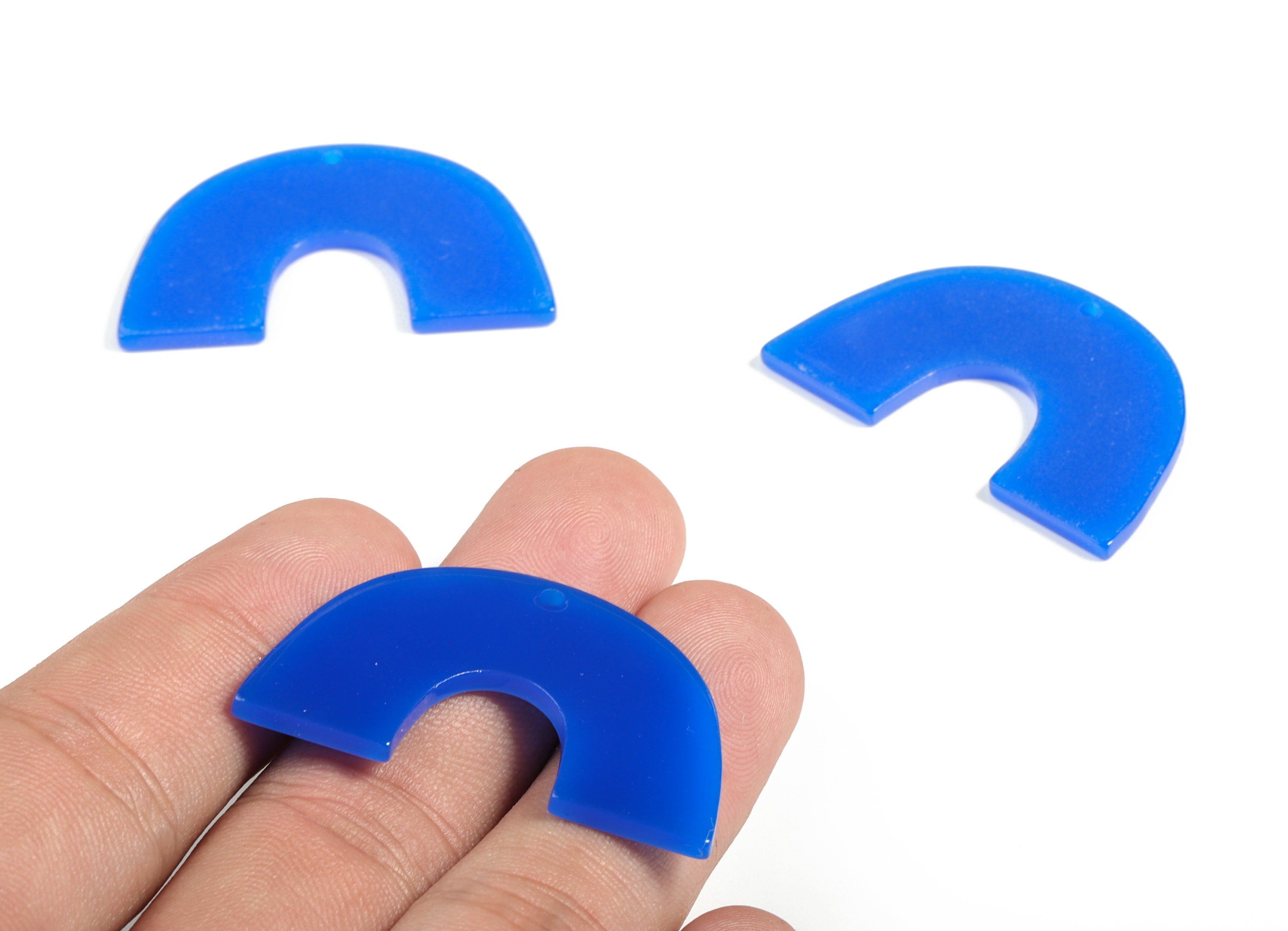 Acrylic Semicircle Earring Charms - Acrylic Blue U Pendant - Jewelry Making Supplies - Color Code:A618 - 40.31x25.67x2.21mm - AC2018-A618 - DOMEDBAZAAR