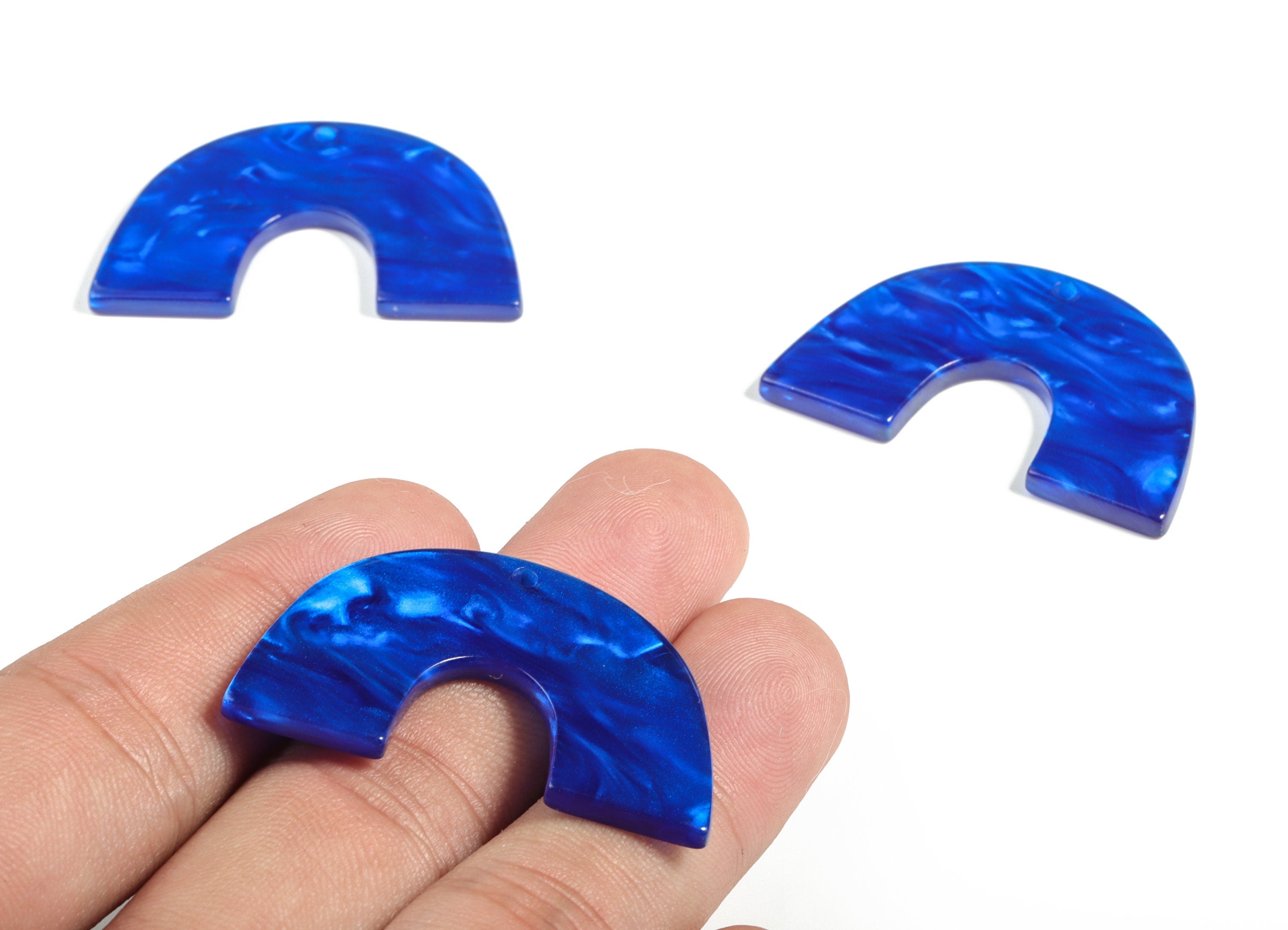 Acrylic Semicircle Earring Charms – Blue Acrylic U Pendant - Jewelry Supplies - Color Code:A602 – 40.37x25.96x2.88mm - AC2018-A602 - DOMEDBAZAAR