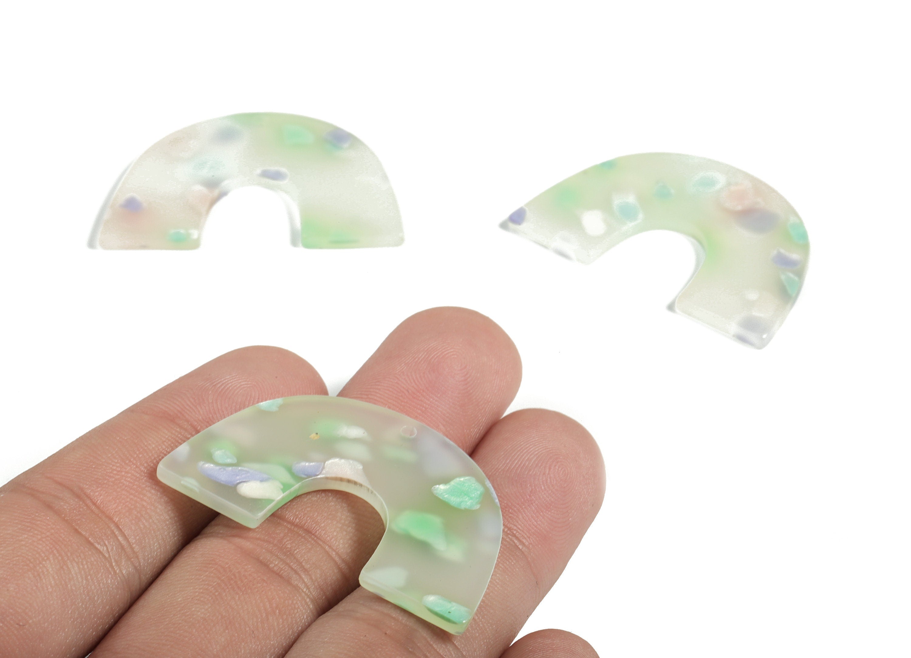 Acrylic Semicircle Earring Charm- Acrylic U Pendant - Earring Finding - Jewelry Supply - Color Code: A597 - 40.29x25.62x2.64mm - AC2018-A597 - DOMEDBAZAAR