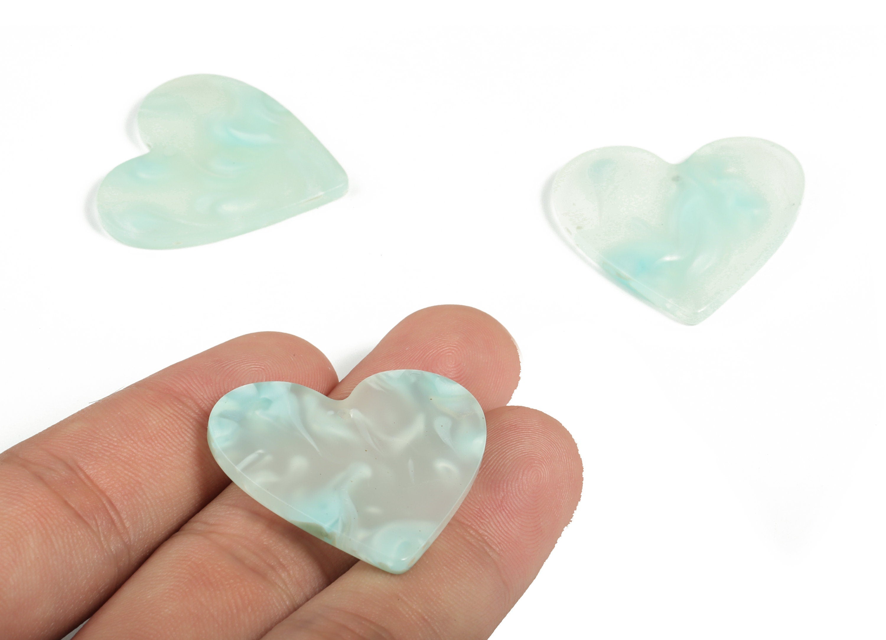 Acrylic Heart Earring Charms - Heart Pendant - Earring Findings - Jewelry Supplies - Color Code: A599 - 31.61x31.2x2.51mm - AC1431-A599 - DOMEDBAZAAR