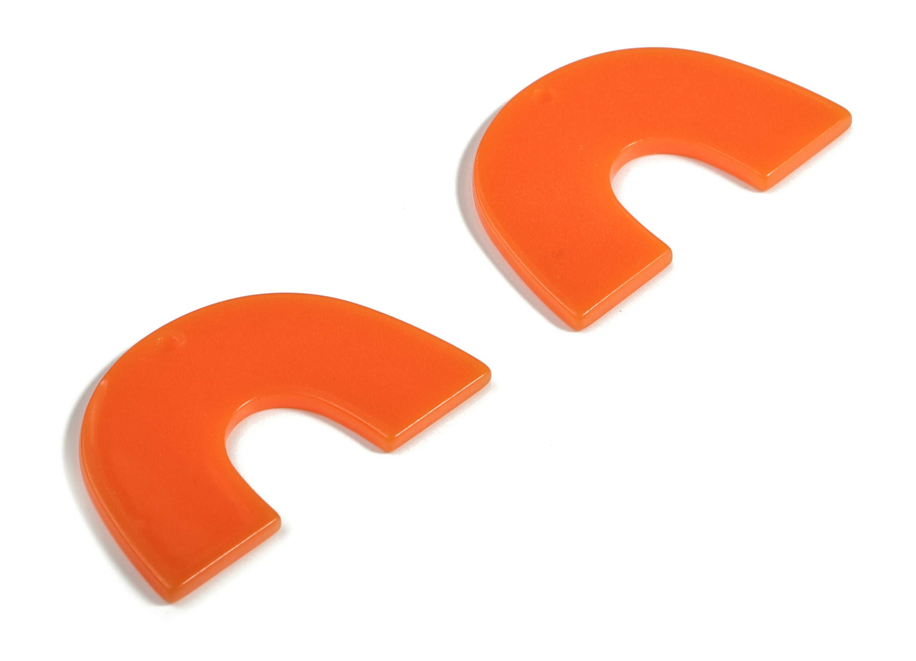 Acrylic Semicircle Earring Charms - Acrylic U Orange Pendant - Jewelry Supplies - Color Code:A615 - 40.21x25.78x2.13mm - AC2018-A615 - DOMEDBAZAAR