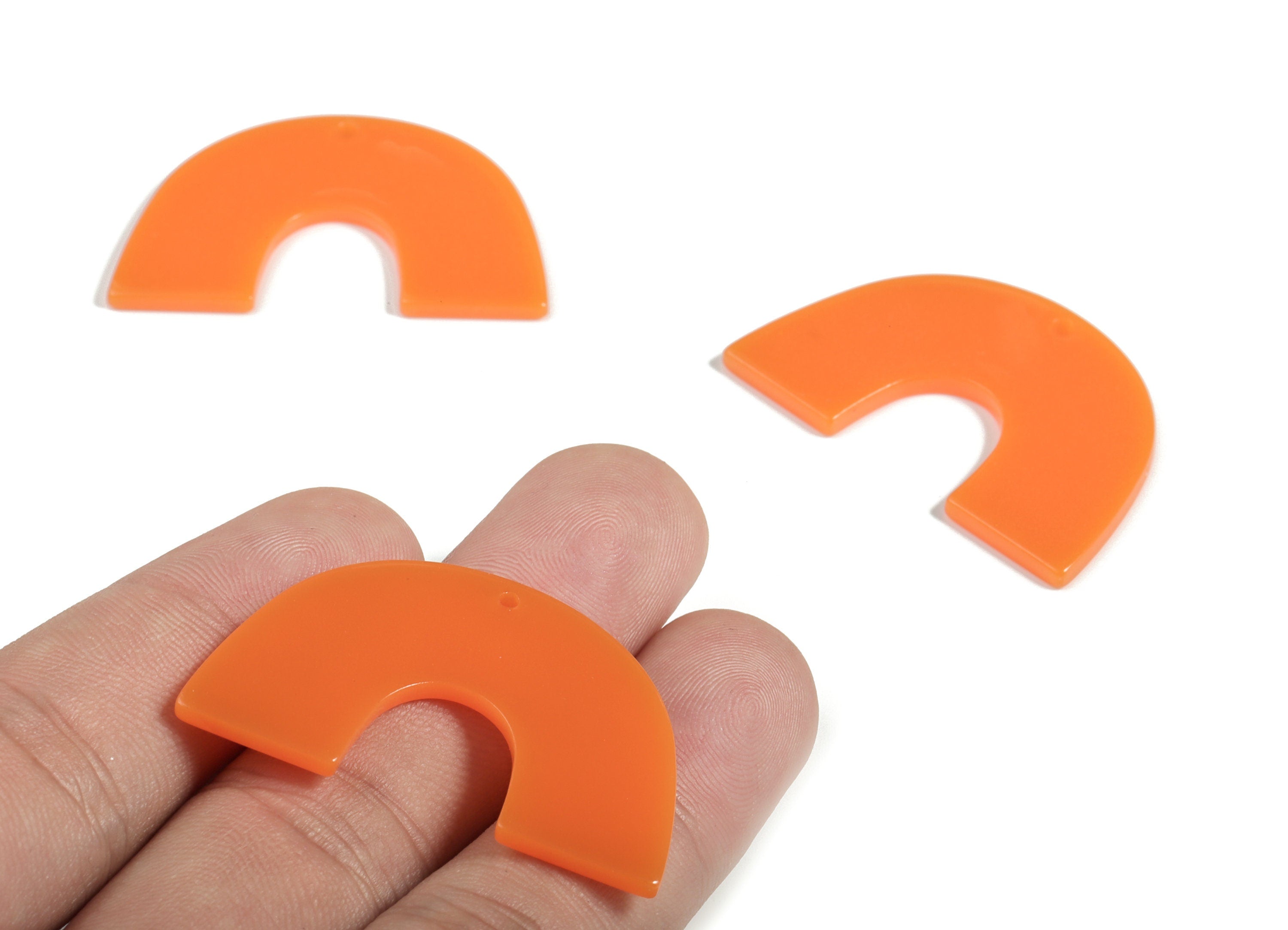 Acrylic Semicircle Earring Charms - Acrylic U Orange Pendant - Jewelry Supplies - Color Code:A615 - 40.21x25.78x2.13mm - AC2018-A615 - DOMEDBAZAAR