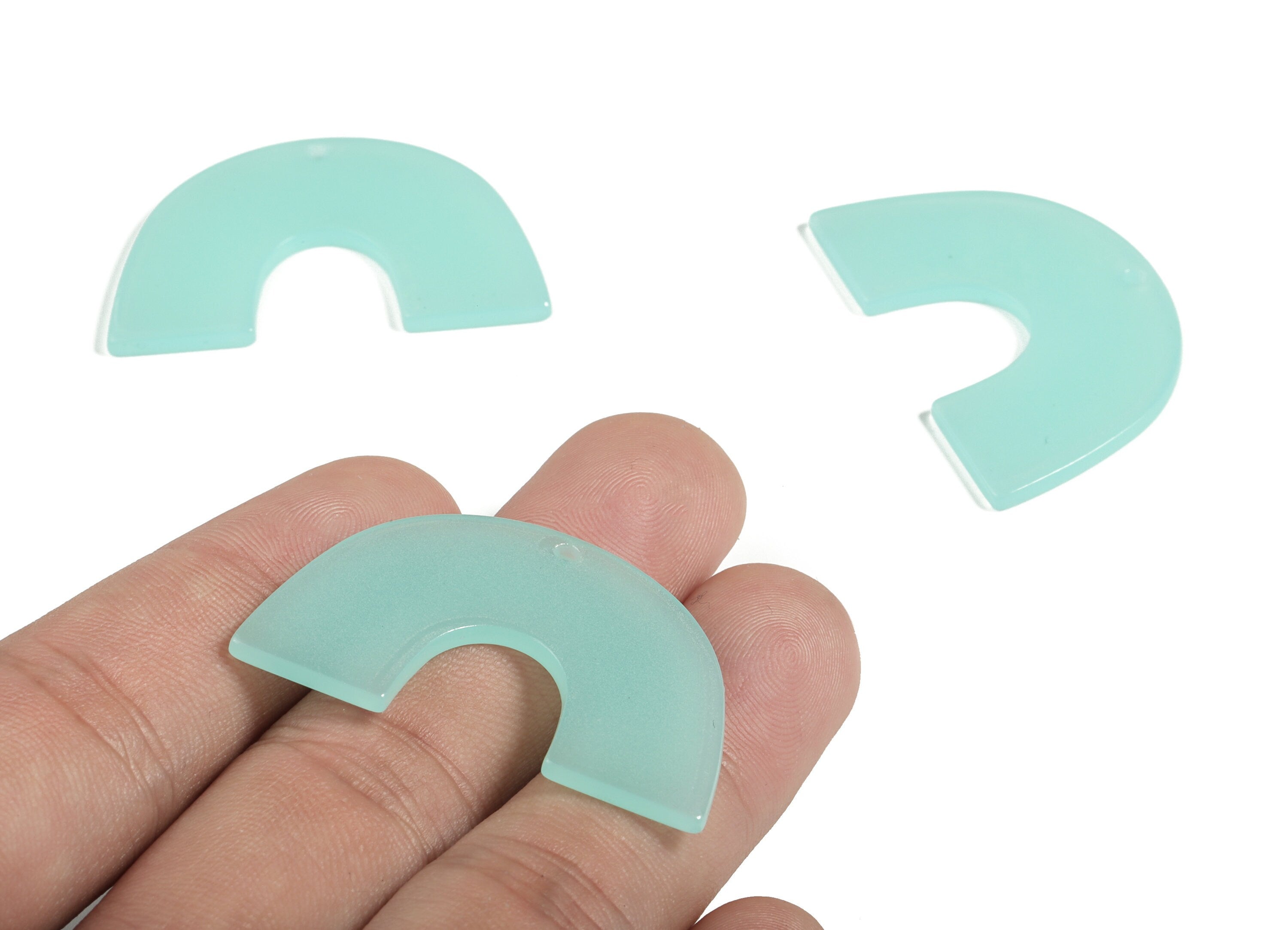 Acrylic Semicircle Earring Charms - Acrylic U Pendant Findings - Jewelry Supplies - Color Code: A612 - 40.19x25.69x2.02mm - AC2018-A612 - DOMEDBAZAAR