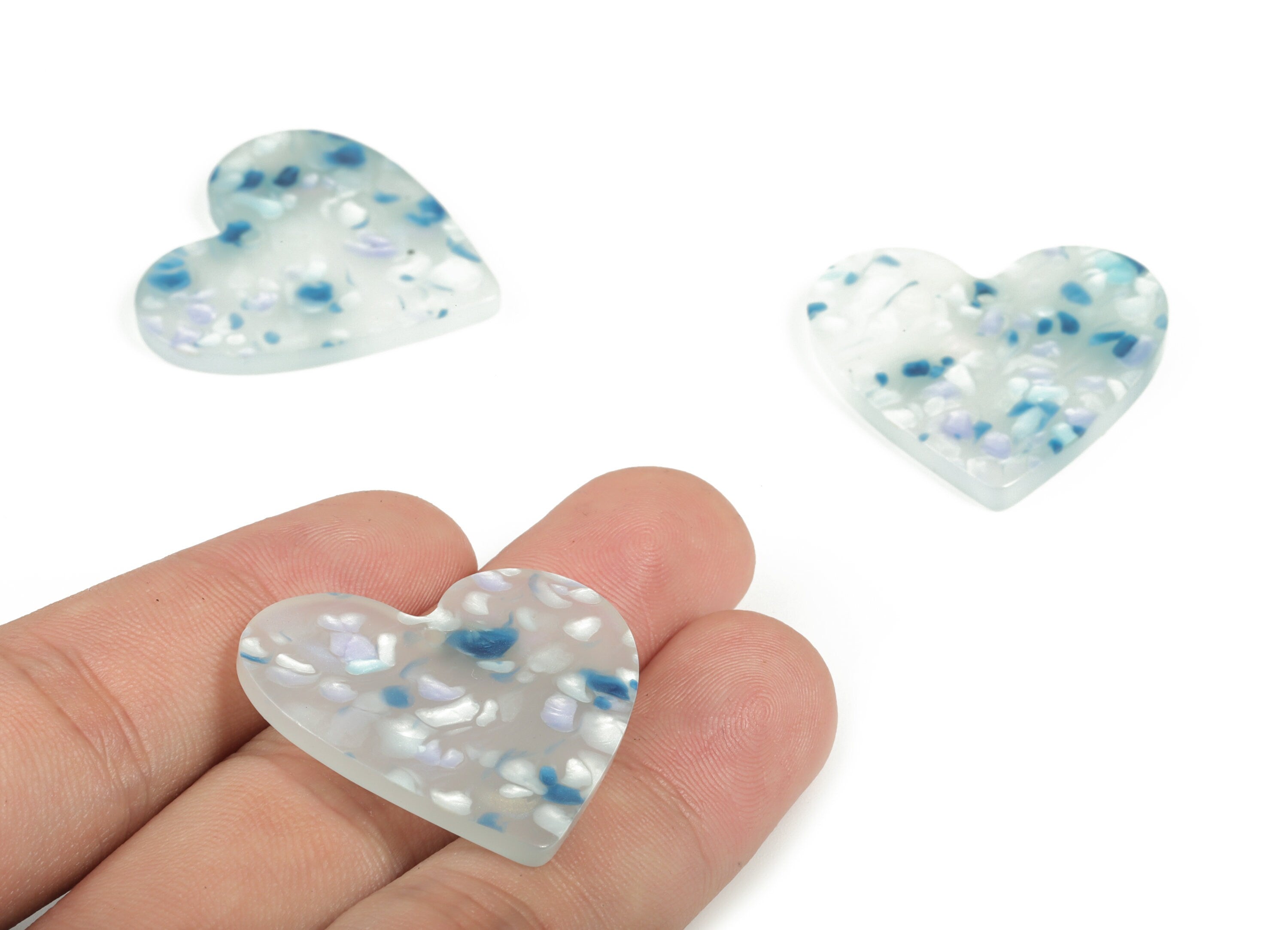 Acrylic Heart Earring Charms - Heart Pendant - Earring Findings - Jewelry Supplies - Color Code: A605 - 31.63x31.25x2.99mm - AC1431-A605 - DOMEDBAZAAR