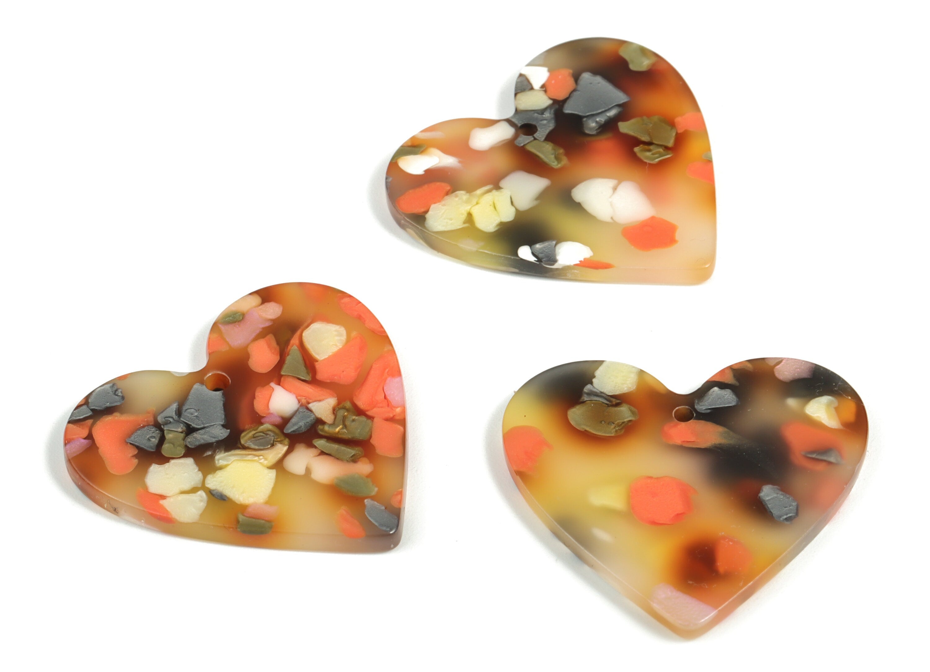 Acrylic Heart Earring Charms - Heart Pendant - Earring Findings - Jewelry Supplies - Color Code: A607 - 31.7x31.27x2.48mm - AC1431-A607 - DOMEDBAZAAR
