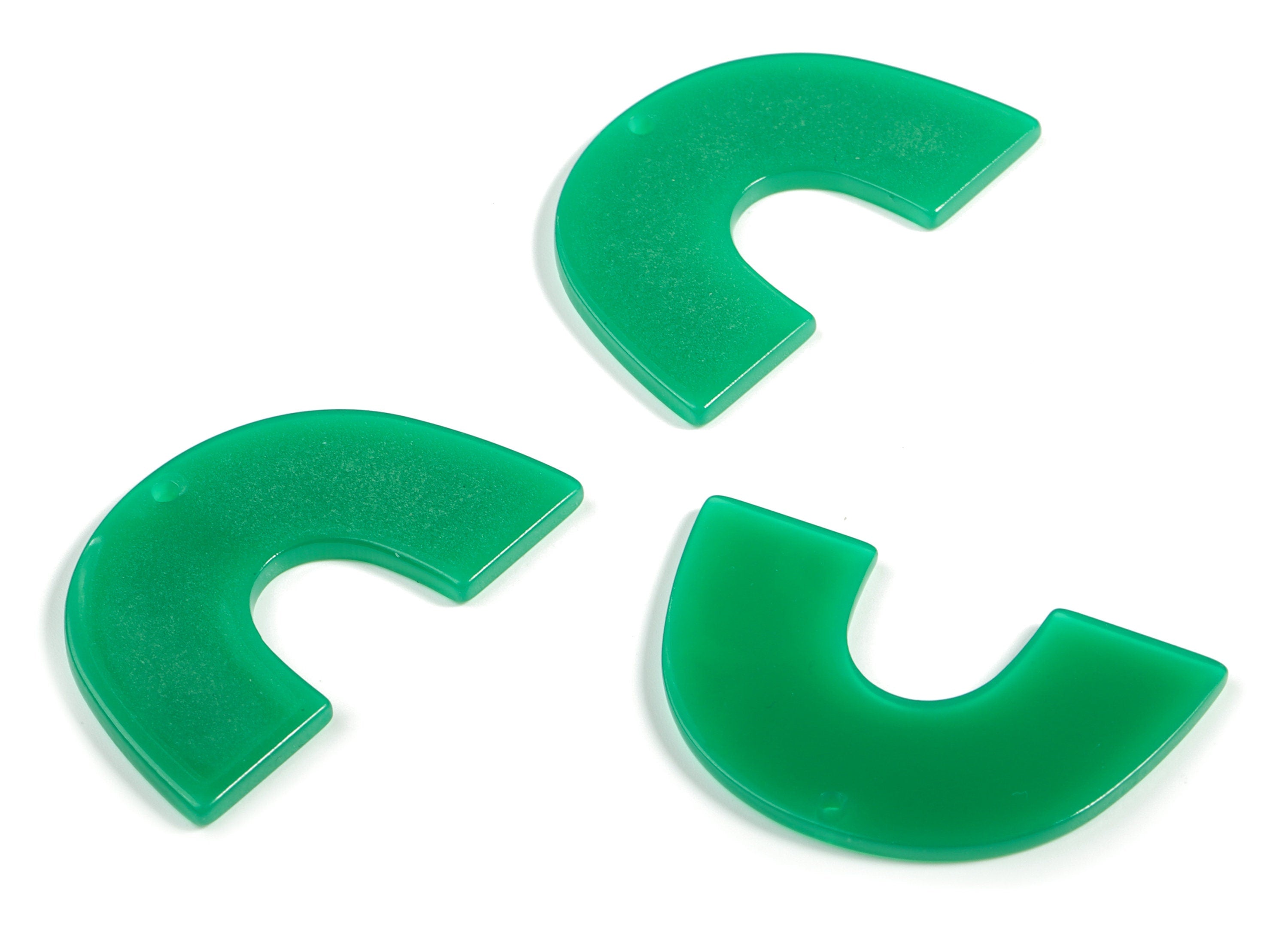 Acrylic Semicircle Earring Charms - Acrylic Green U Pendant - Jewelry Making Supplies - Color Code: A617 - 40x25.66x2.16mm - AC2018-A617 - DOMEDBAZAAR