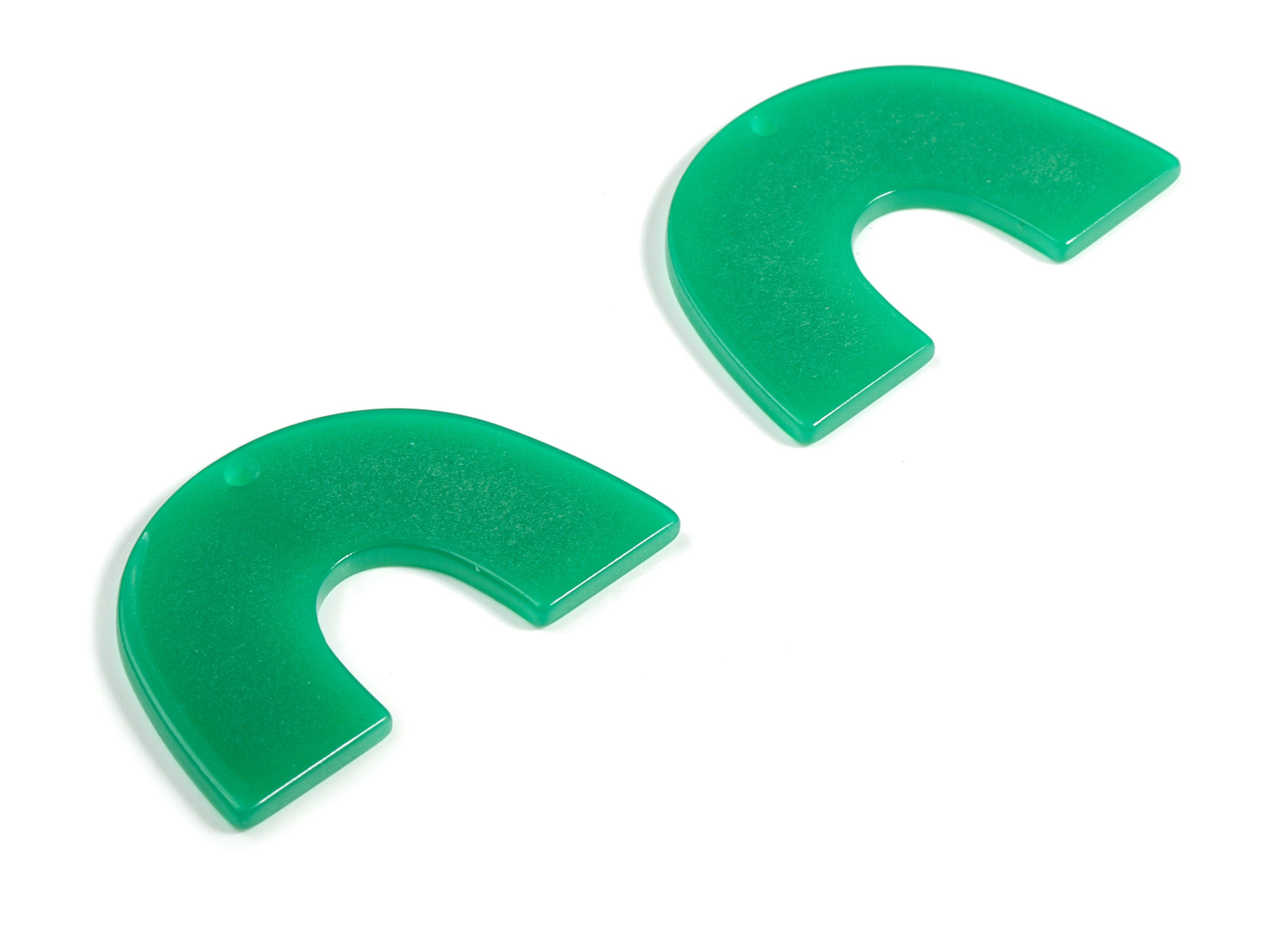 Acrylic Semicircle Earring Charms - Acrylic Green U Pendant - Jewelry Making Supplies - Color Code: A617 - 40x25.66x2.16mm - AC2018-A617 - DOMEDBAZAAR