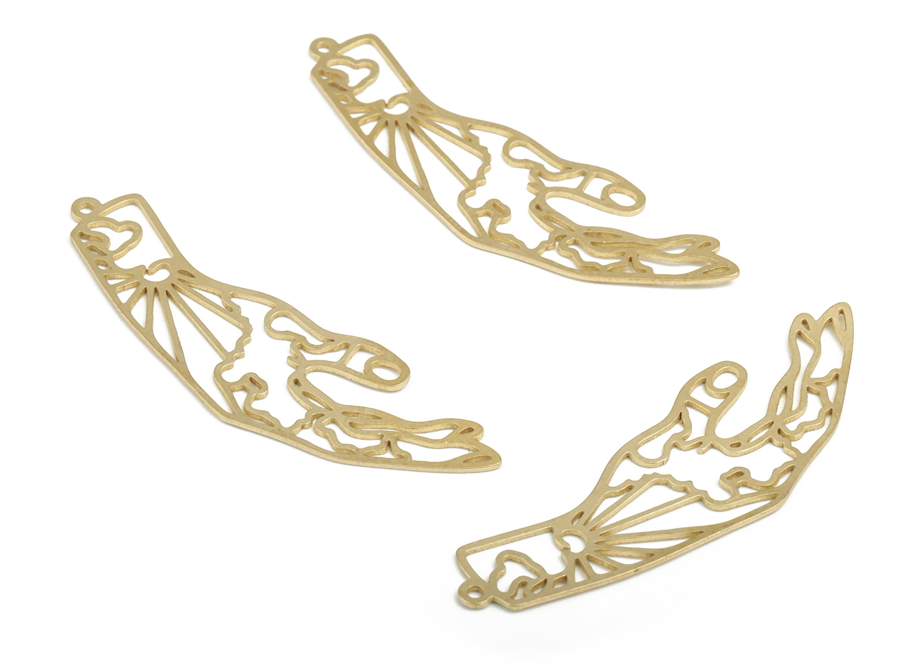 Raw Brass Hand Charm – Raw Brass Hand Pendant Charm – Hand Earring Charm for Women - Jewelry Making Supplies - 46.5× 13.95×0.57mm - PP3930 - DOMEDBAZAAR