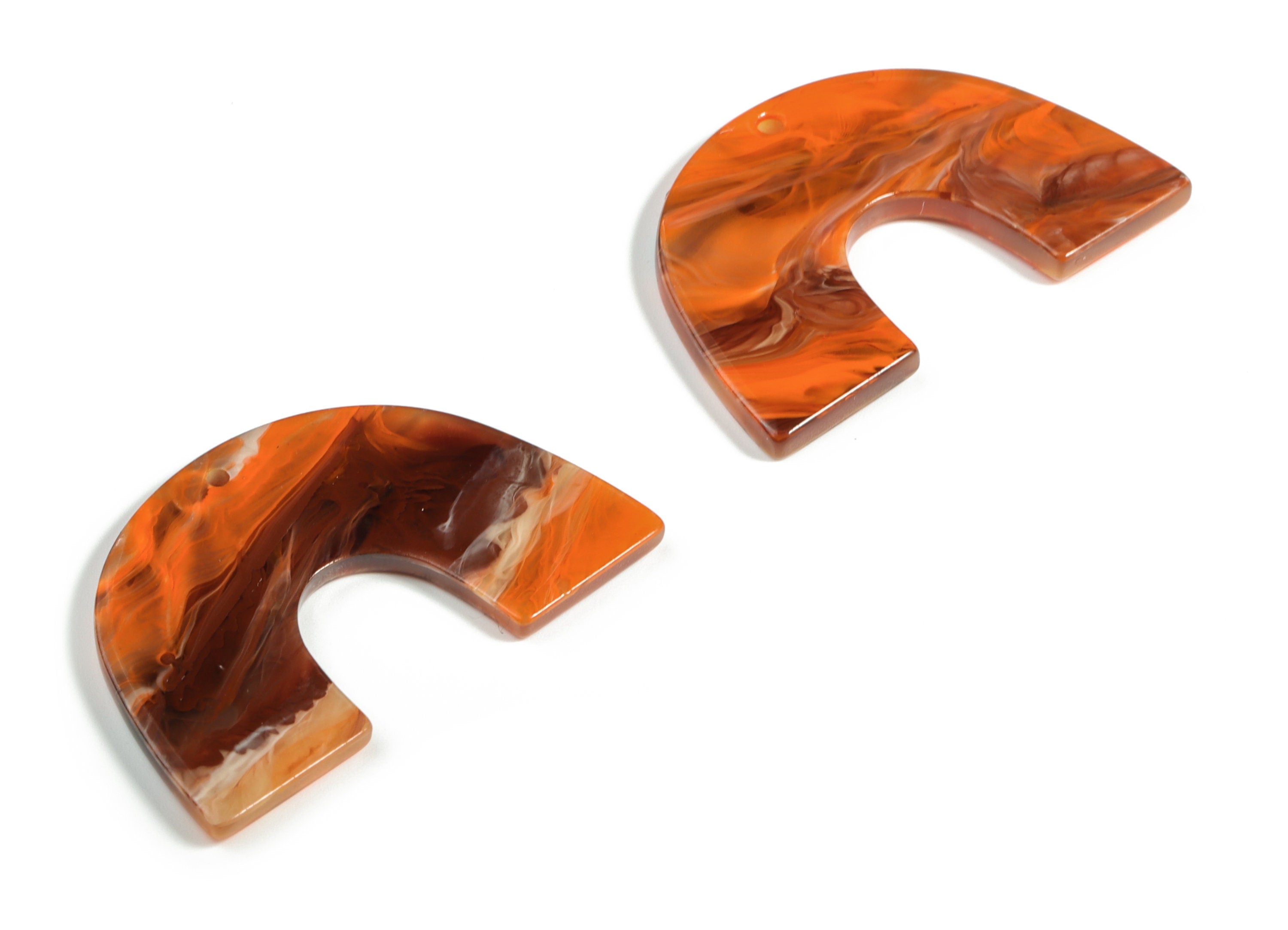 Acrylic Semicircle Earring Charms - Acrylic U Pendant - Jewelry Making Supplies - Color Code:A622 - 40.09x25.57x2.81mm - AC2018-A622 - DOMEDBAZAAR