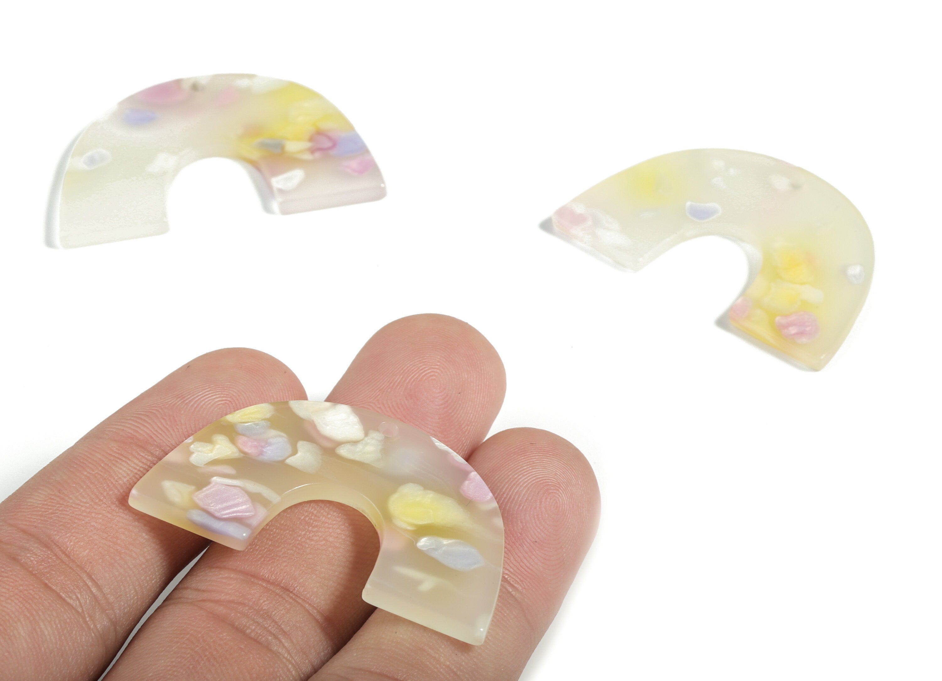 Acrylic Semicircle Earring Charm- Acrylic U Pendant - Earring Finding - Jewelry Supplies -Color Code:A596 –40.25x25.69x2.51mm - AC2018-A596 - DOMEDBAZAAR