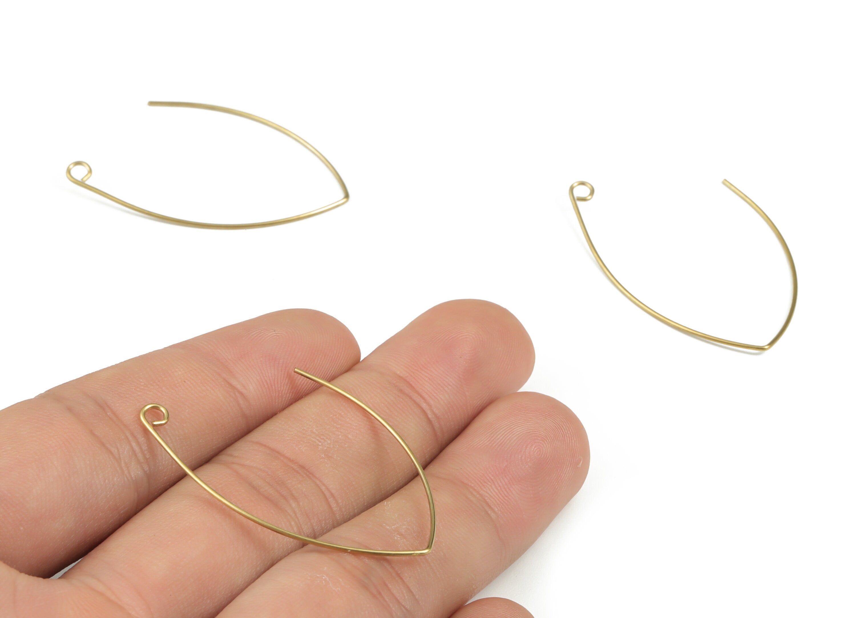 Brass V Earring Wire - Raw Brass V Earring Hook - Earring Hook - Jewelry Making Supplies - 39.82x21.17x0.68mm - PP3937 - DOMEDBAZAAR