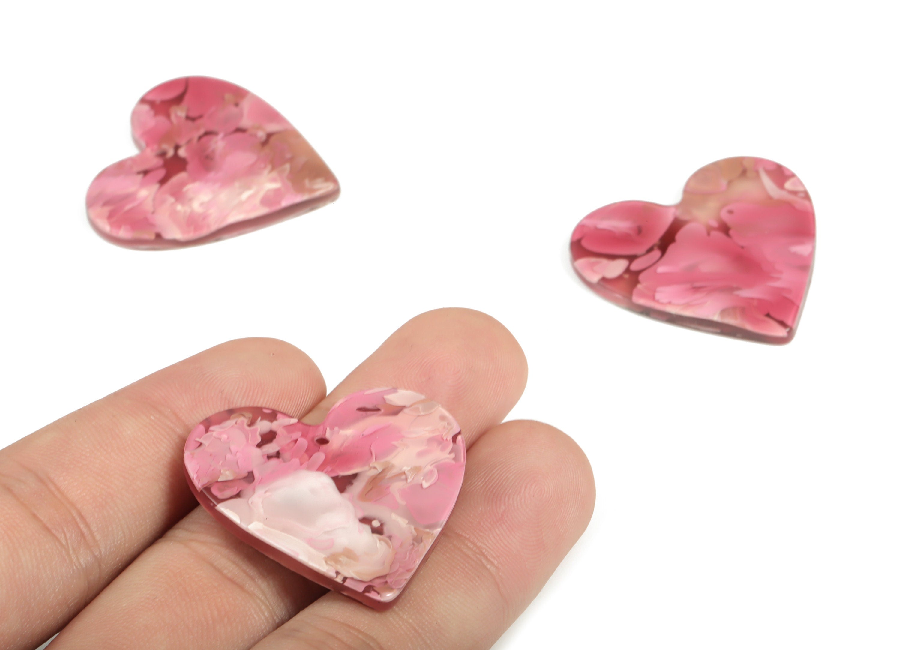 Acrylic Heart Earring Charms - Heart Pendant - Earring Findings - Jewelry Supplies - Color Code: A632 - 31.79x31.27x3.22mm - AC1431-A632 - DOMEDBAZAAR