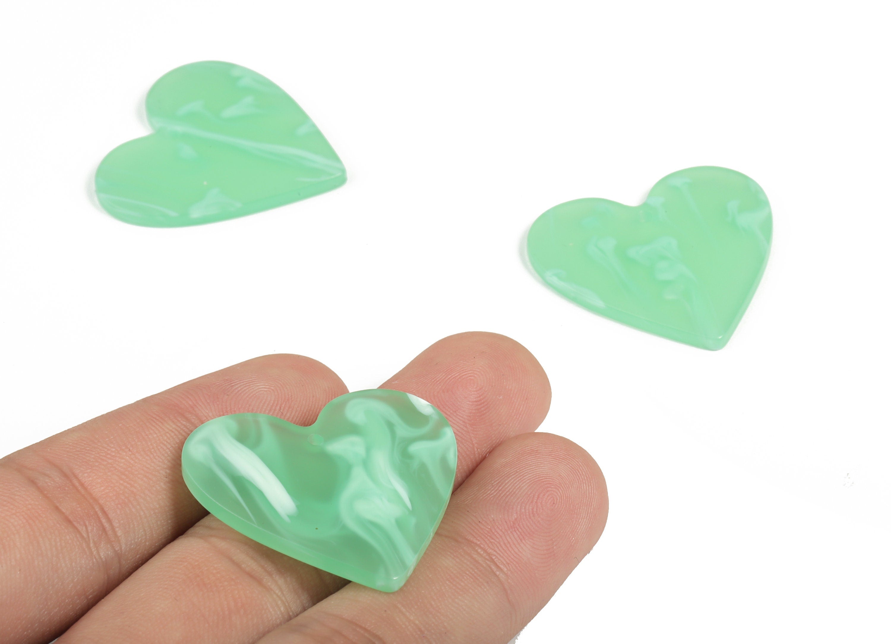 Acrylic Heart Earring Charms - Heart Pendant - Earring Findings - Jewelry Supplies - Color Code: A610 - 31.76x31.12x2.58mm - AC1431-A610 - DOMEDBAZAAR