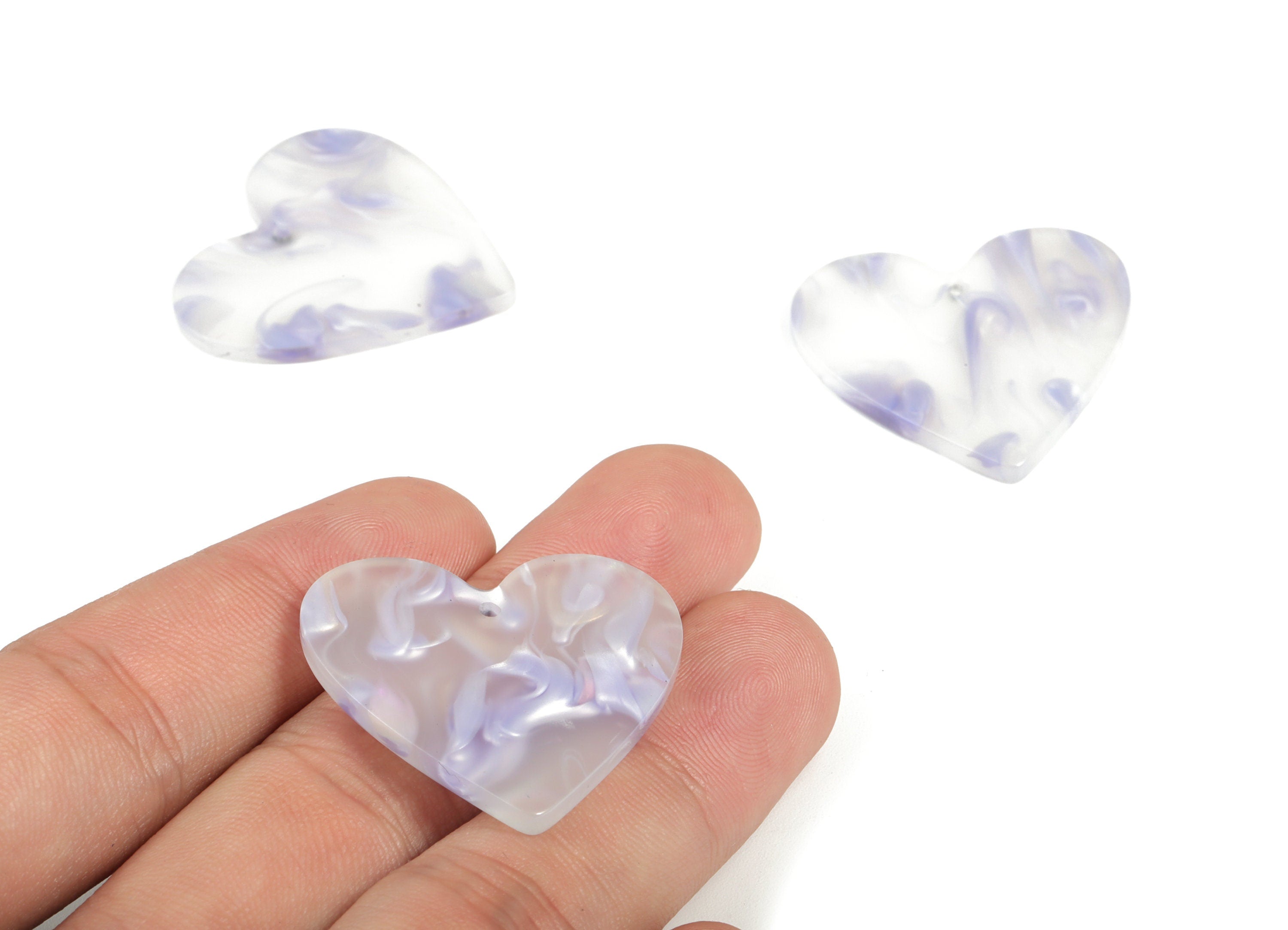 Acrylic Heart Earring Charms - Heart Pendant - Earring Findings - Jewelry Supplies - Color Code: A594 - 31.77x31.19x2.71mm - AC1431-A594 - DOMEDBAZAAR