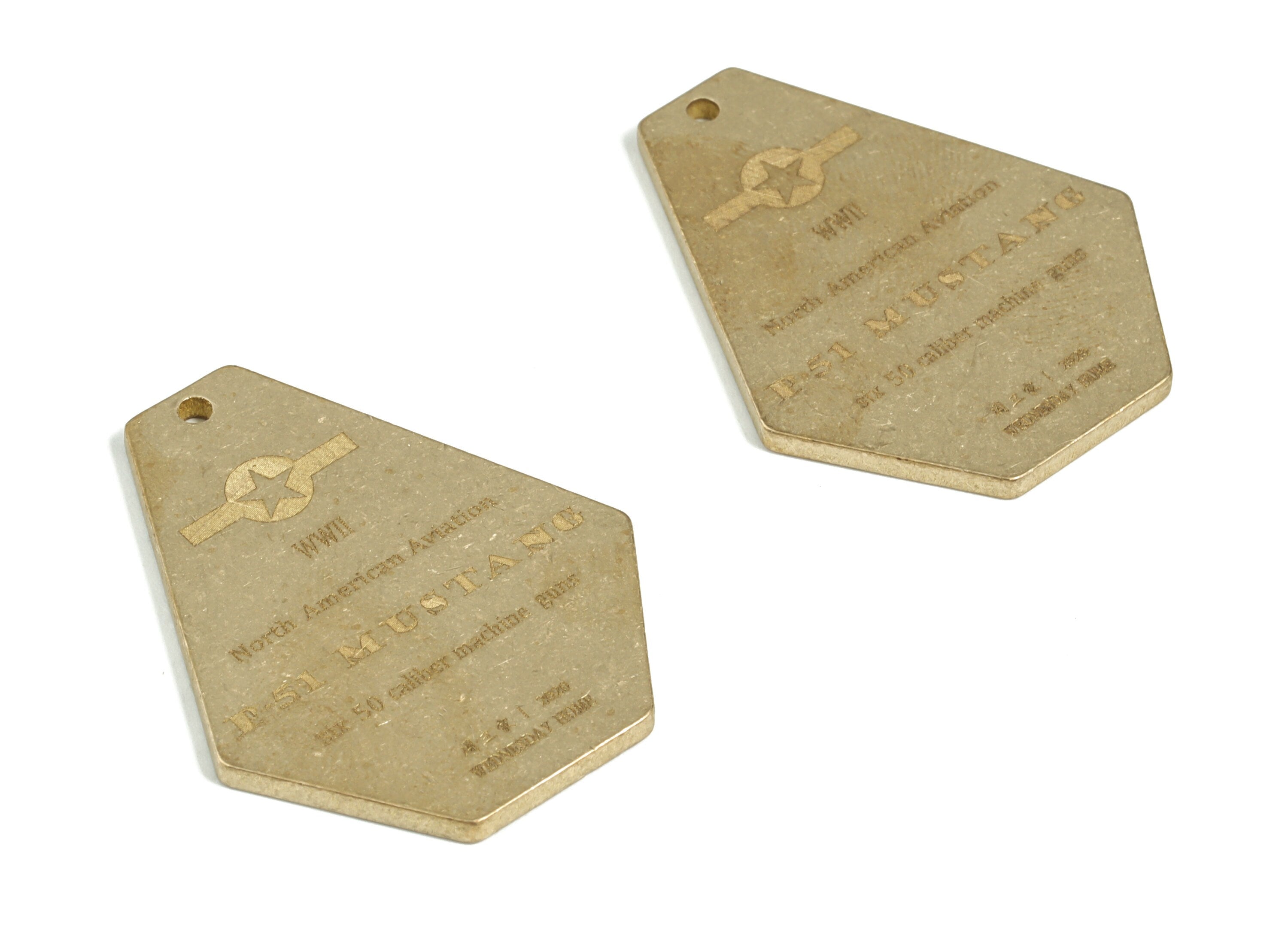Brass Geometry Aircraft Earring Charms - Raw Brass Geometry Badge Pendant - Jewelry Making Supplies - 39.44x31.91x1.99mm - PP3946 - DOMEDBAZAAR