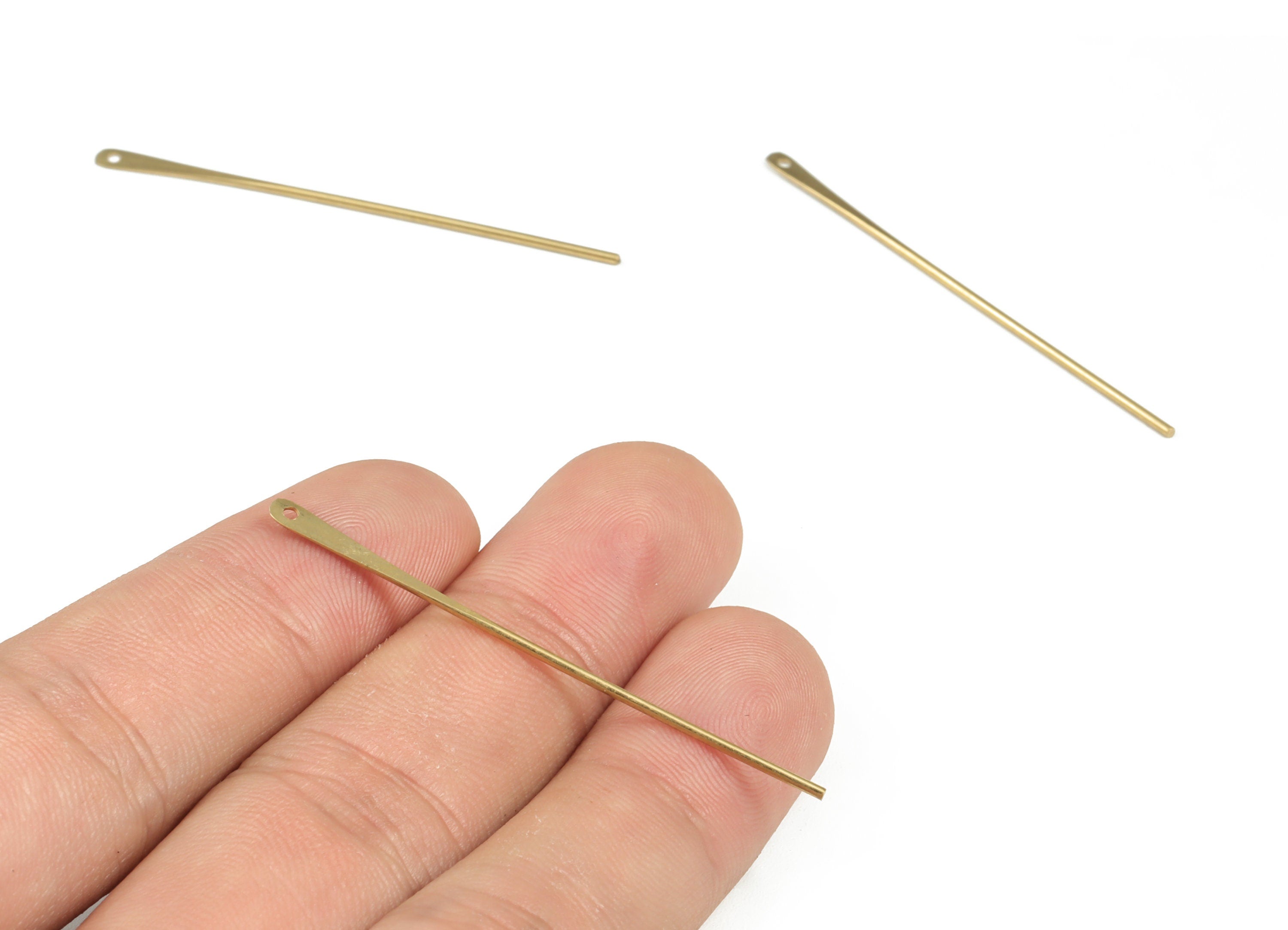 Brass Strip Earring Charms - Raw Brass Strip Pendant - Earring Findings - Jewelry Making Supplies - 49.18x2.56x0.99mm - PP3950 - DOMEDBAZAAR