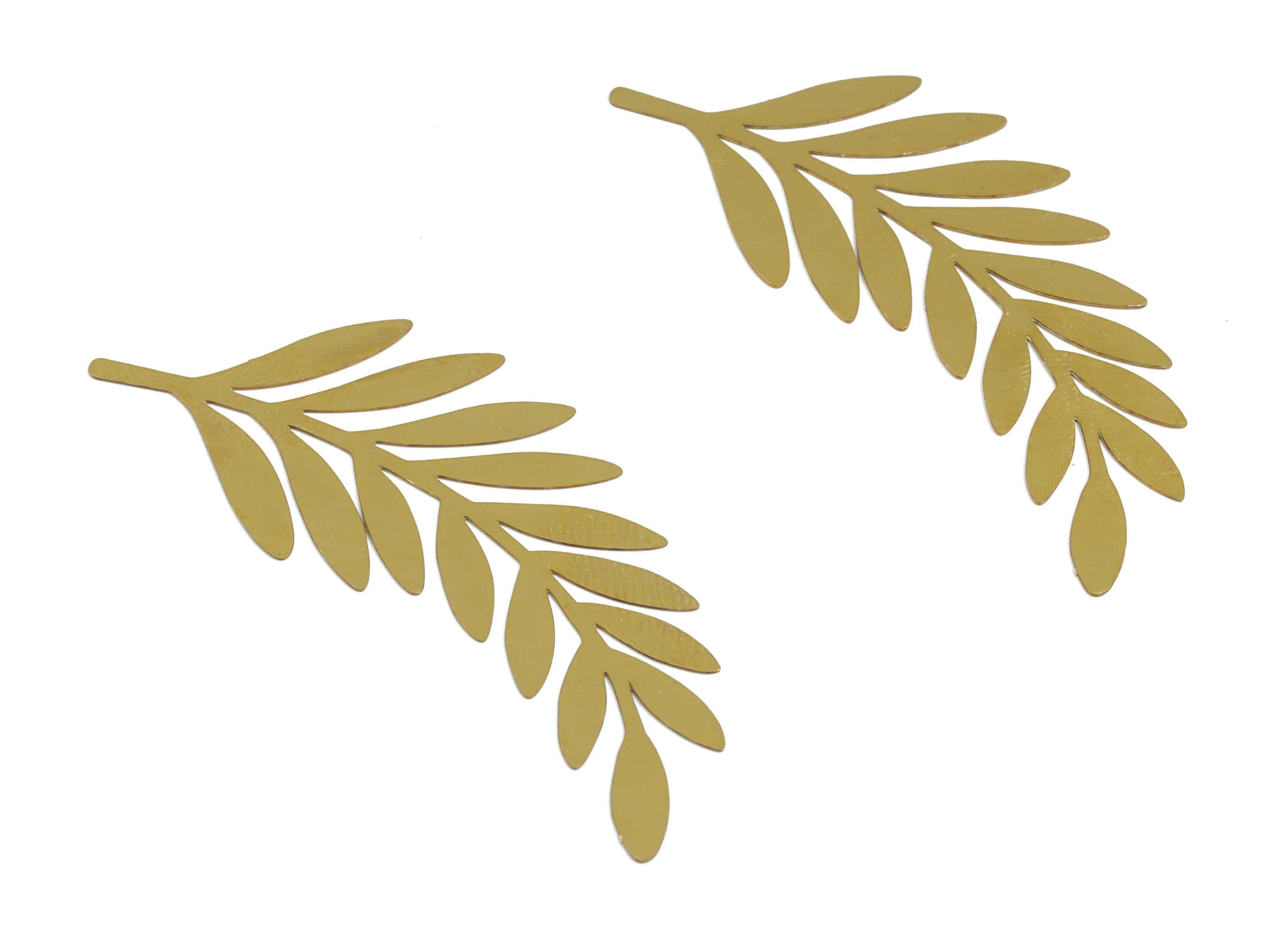 Raw Brass Leaf Charm - Raw Brass Leaf Charms Pendant - Leaves Earrings Charms - Jewellery Making - 57.41×23.18× 0.28mm - JJB6217 - DOMEDBAZAAR