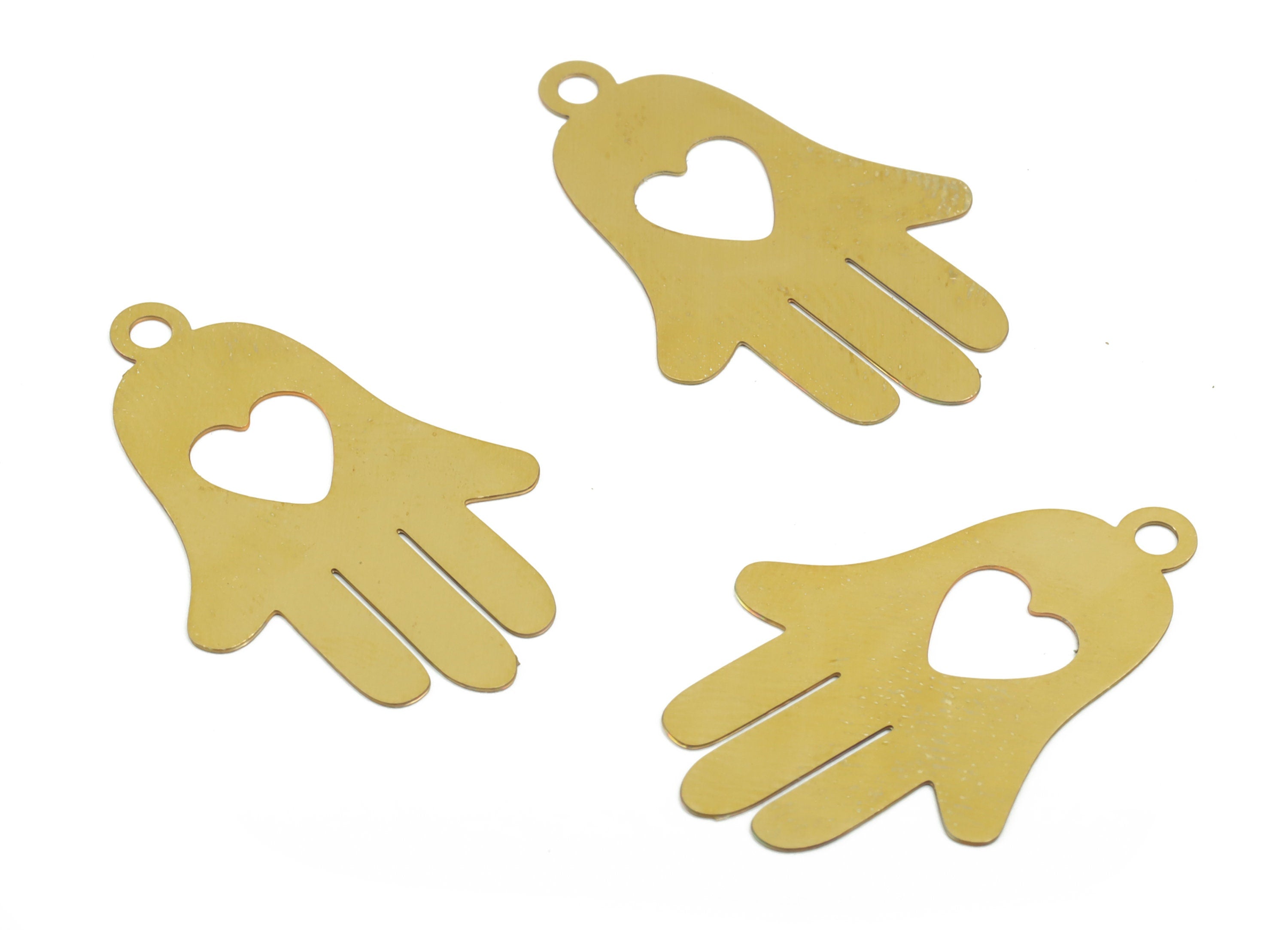 Raw Brass Hand Heart Charm – Hand Heart Charm – Brass Hand Earring Charm – Jewelry Making – Earring Charm - 29.72× 19.46× 0.29mm - JJC11959 - DOMEDBAZAAR