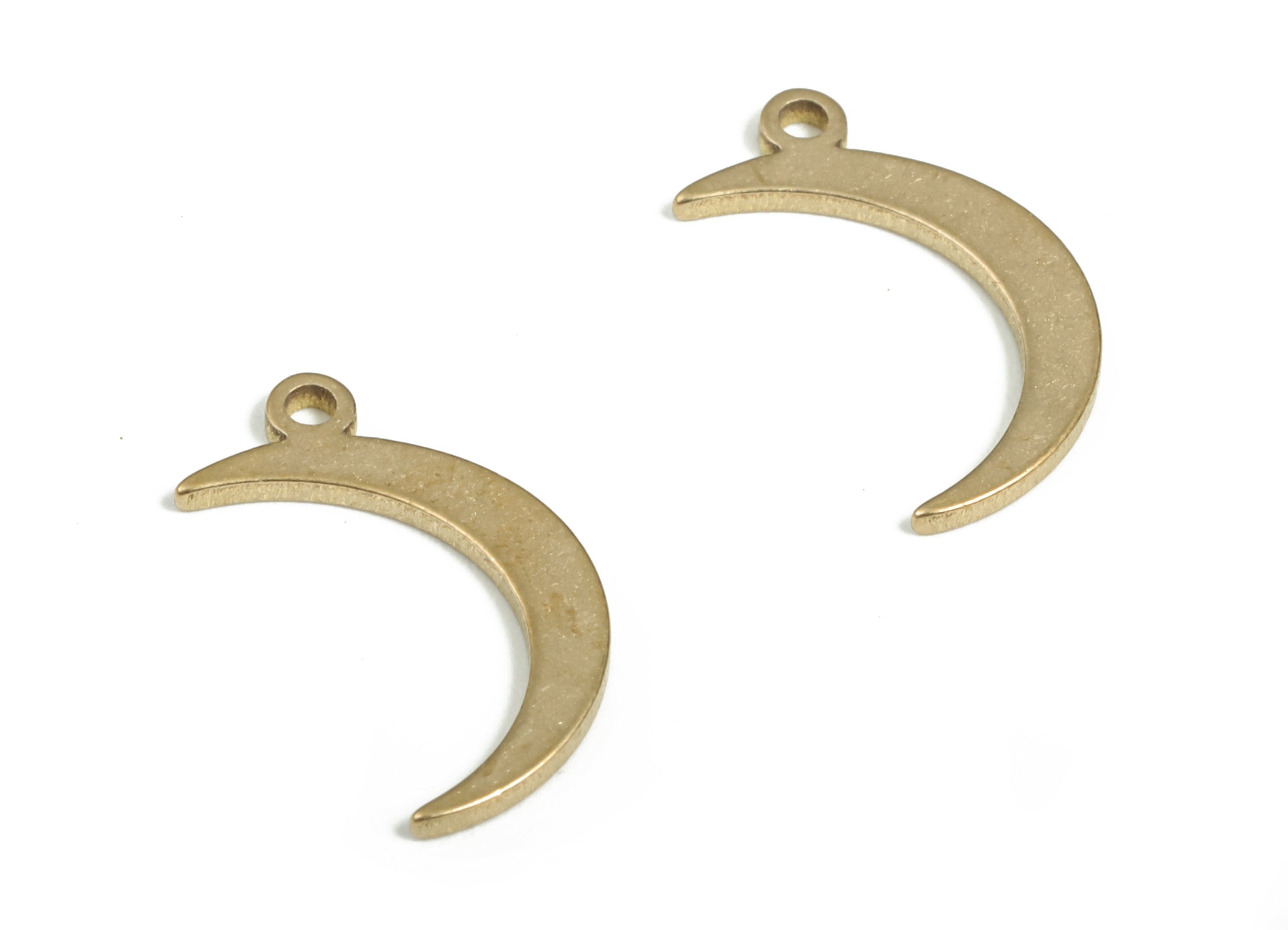 Brass Crescent Earring Charms - Raw Brass Moon Pendant - Earring Findings - Jewelry Making Supplies - 16.07x8.83x0.94mm - PP3940 - DOMEDBAZAAR