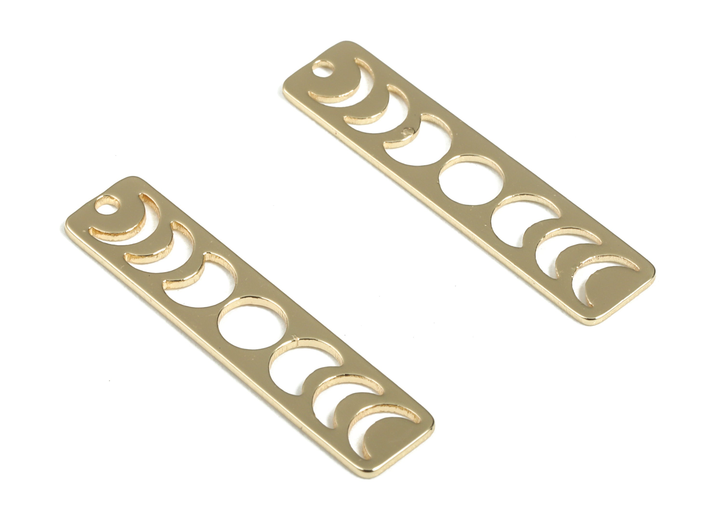 Brass Moon Phase Bar Earring Charms - Gold Rectanglet Pendant - 18K Real Gold  Plated Brass - Jewelry Supplies - 25.07x5.76x0.6mm - RGP2963G - DOMEDBAZAAR