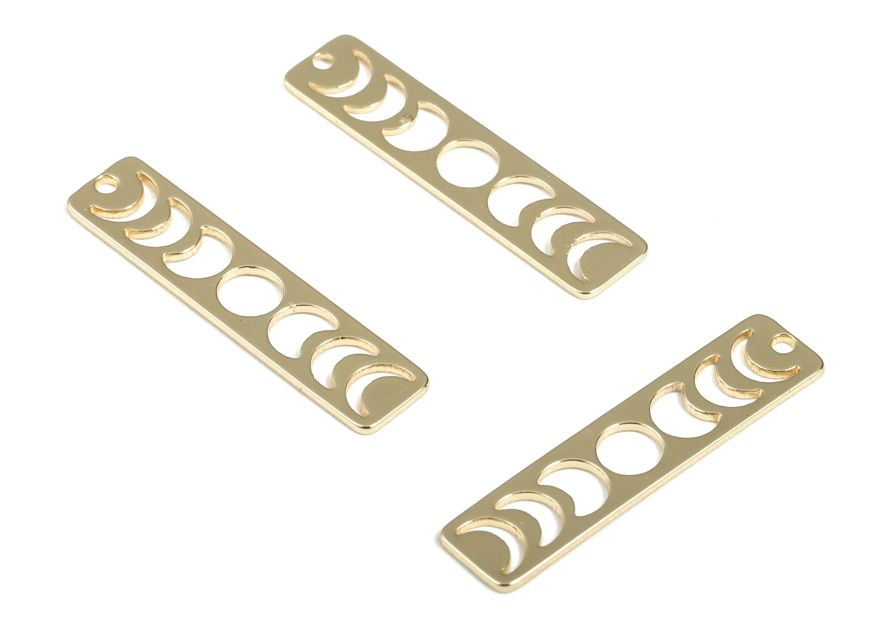 Brass Moon Phase Bar Earring Charms - Gold Rectanglet Pendant - 18K Real Gold  Plated Brass - Jewelry Supplies - 25.07x5.76x0.6mm - RGP2963G - DOMEDBAZAAR