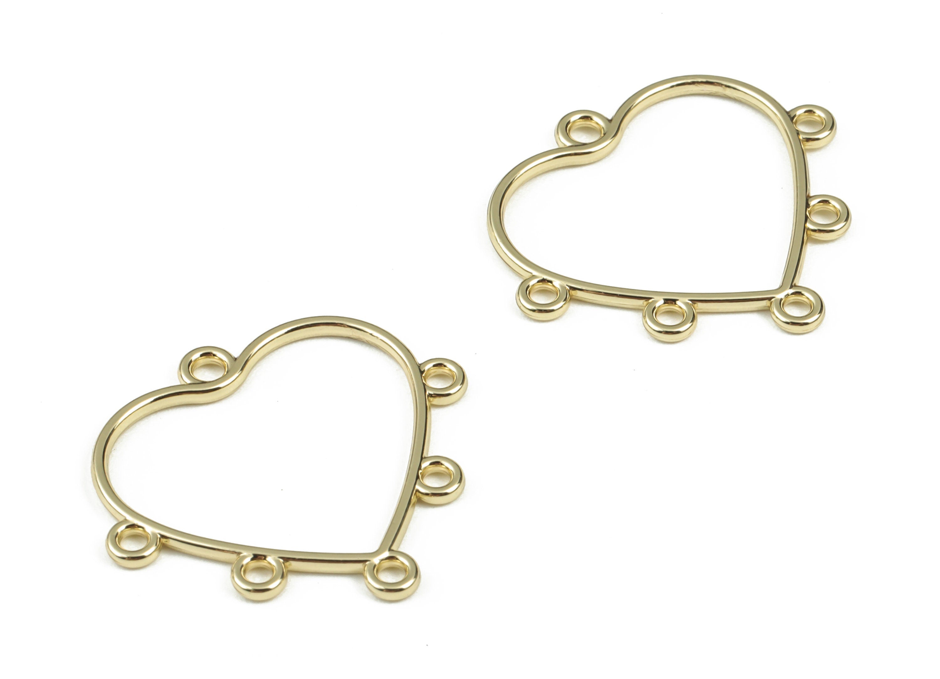 Alloy Heart Earring Charms – Alloy Heart Connector - Gold Tone Plated Alloy - Jewelry Making Supplies - 26.26x23.89x1.3mm - ZZ1970 - DOMEDBAZAAR