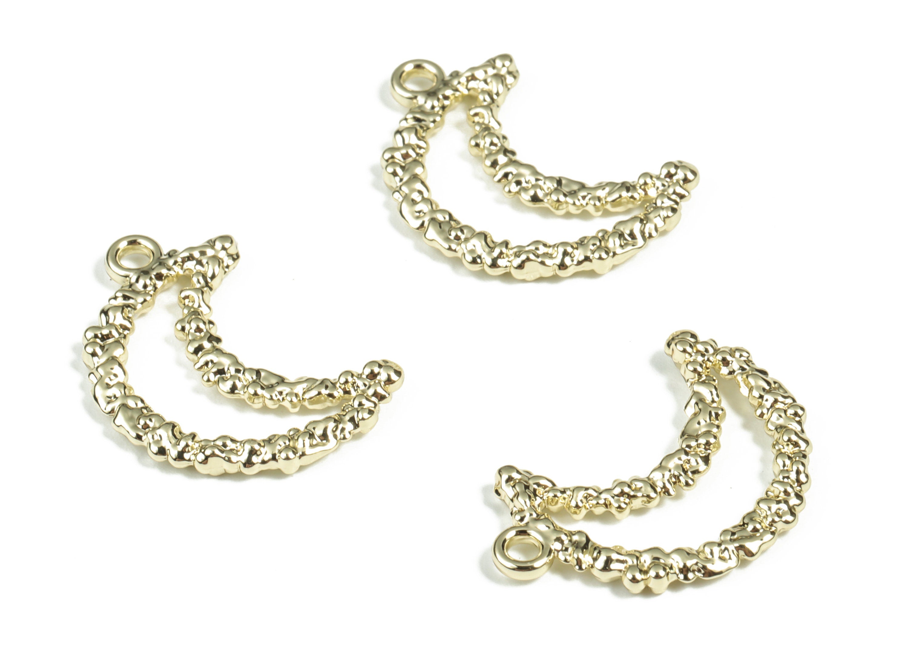 Alloy Crescent Earring Charms - Alloy Moon Pendant - Gold Tone Plated Alloy - Jewelry Making Supplies - 23.41x16.44x1.82mm - ZZ1966 - DOMEDBAZAAR