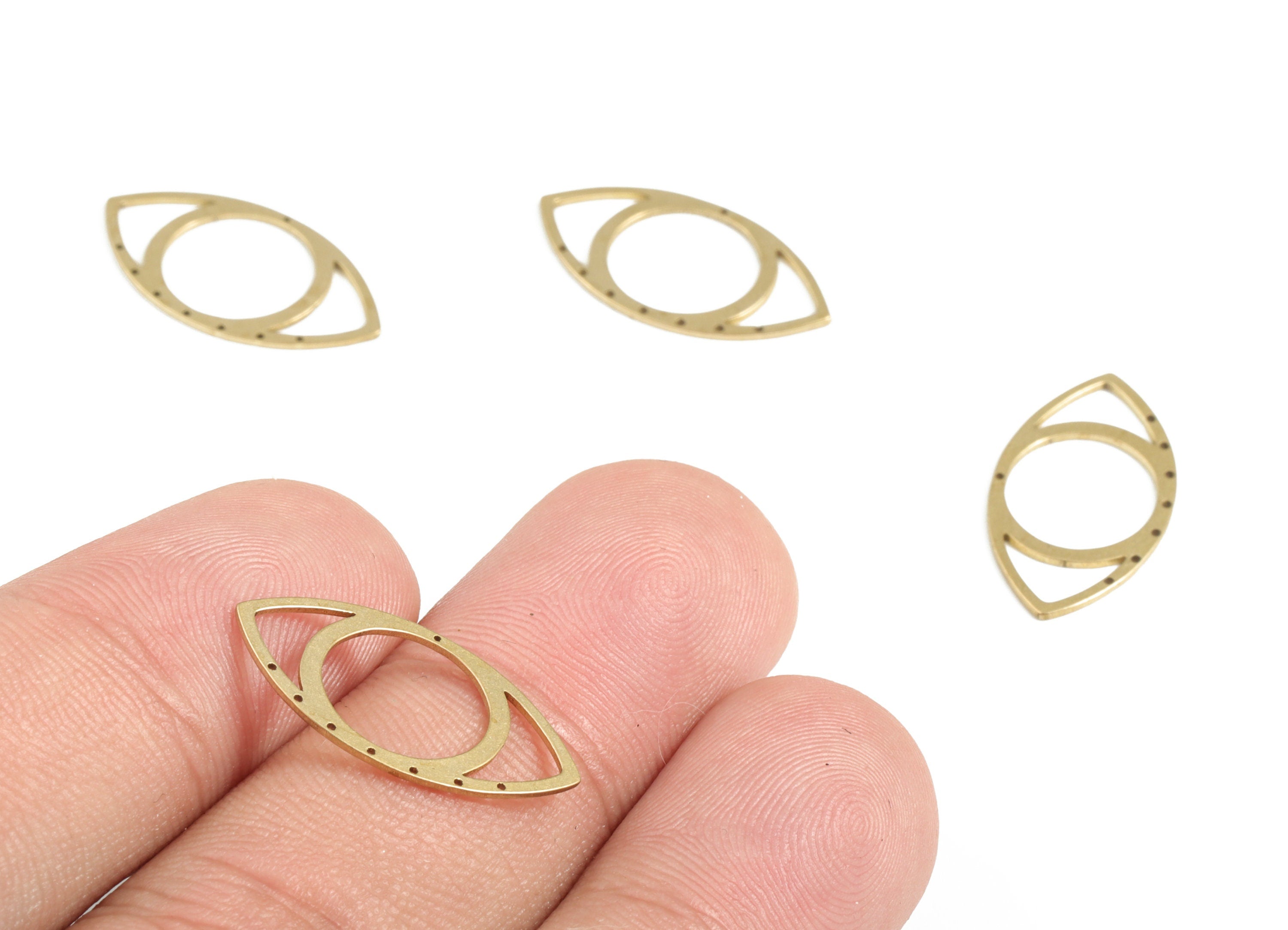 Eye Circle Connector - 8 holes - Raw Brass Eye Earring Charms - Earring Findings - Jewelry Making Supplies - 21.64x11.48x0.58mm - PP4029 - DOMEDBAZAAR
