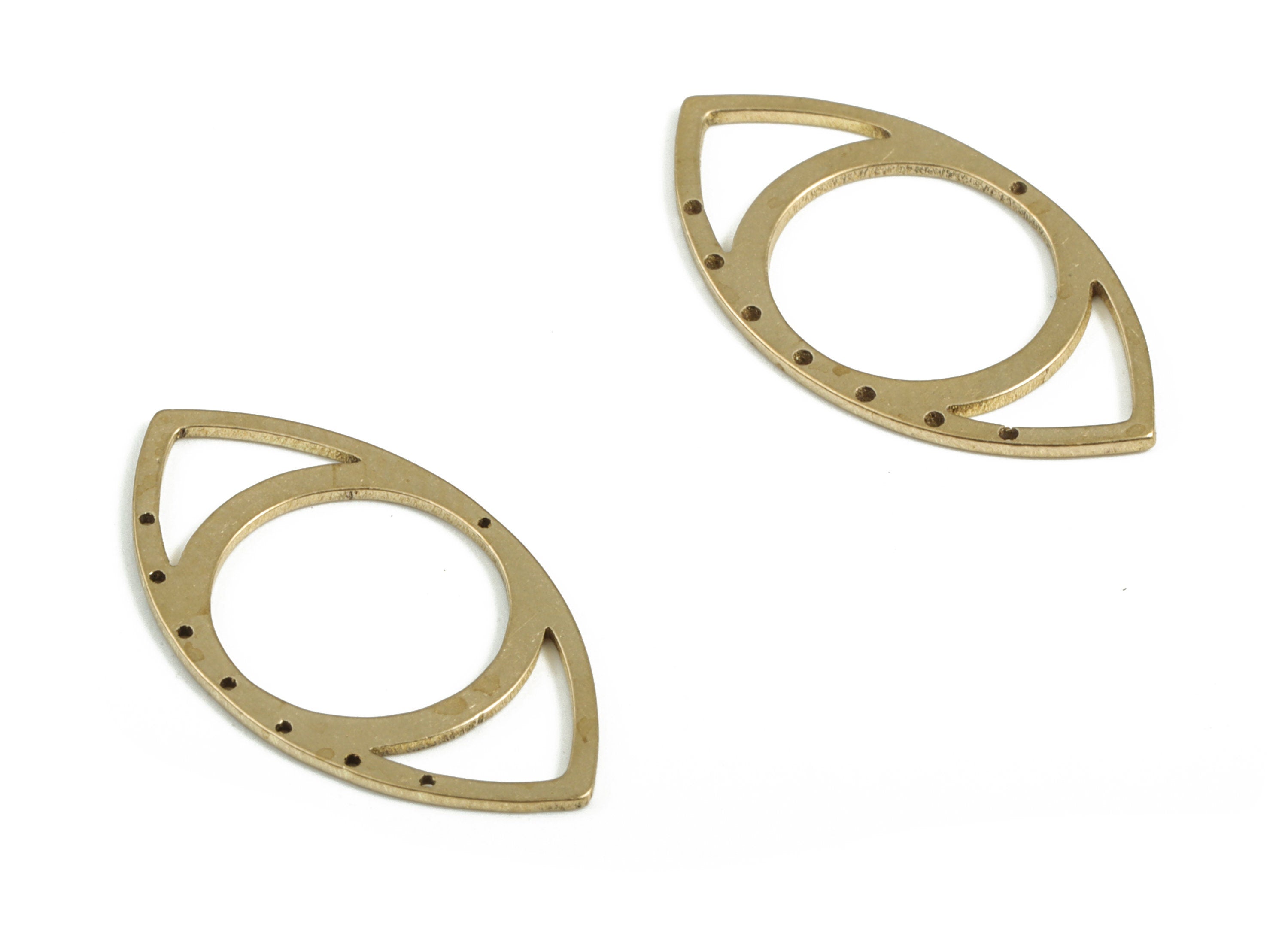 Eye Circle Connector - 8 holes - Raw Brass Eye Earring Charms - Earring Findings - Jewelry Making Supplies - 21.64x11.48x0.58mm - PP4029 - DOMEDBAZAAR