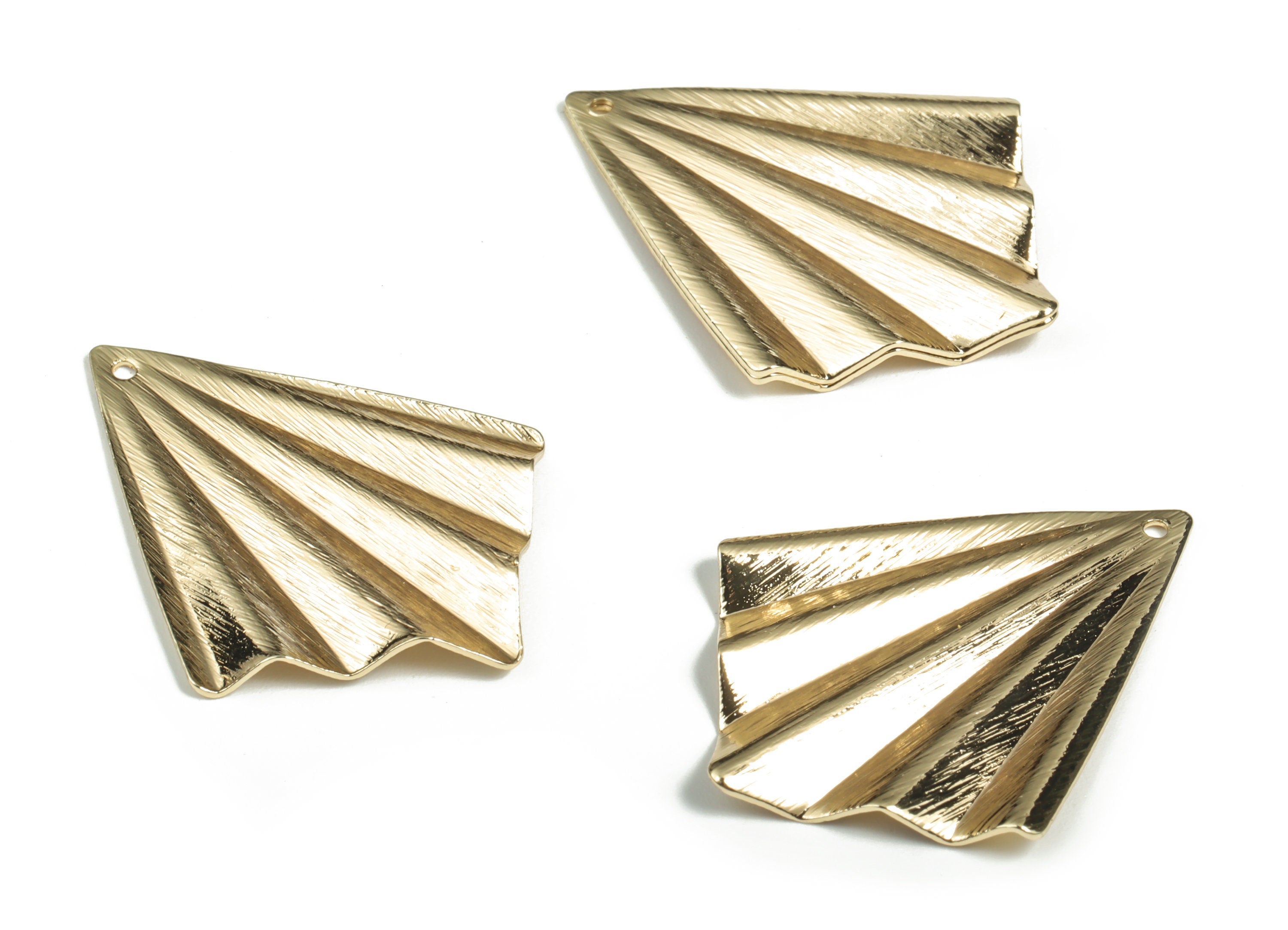 Brass Textured Fan Earring Charms - Gold Fan Pendant - 18K Real Gold  Plated Brass - Jewelry Making Supplies - 35x27.25x2.13mm - RGP2961G - DOMEDBAZAAR