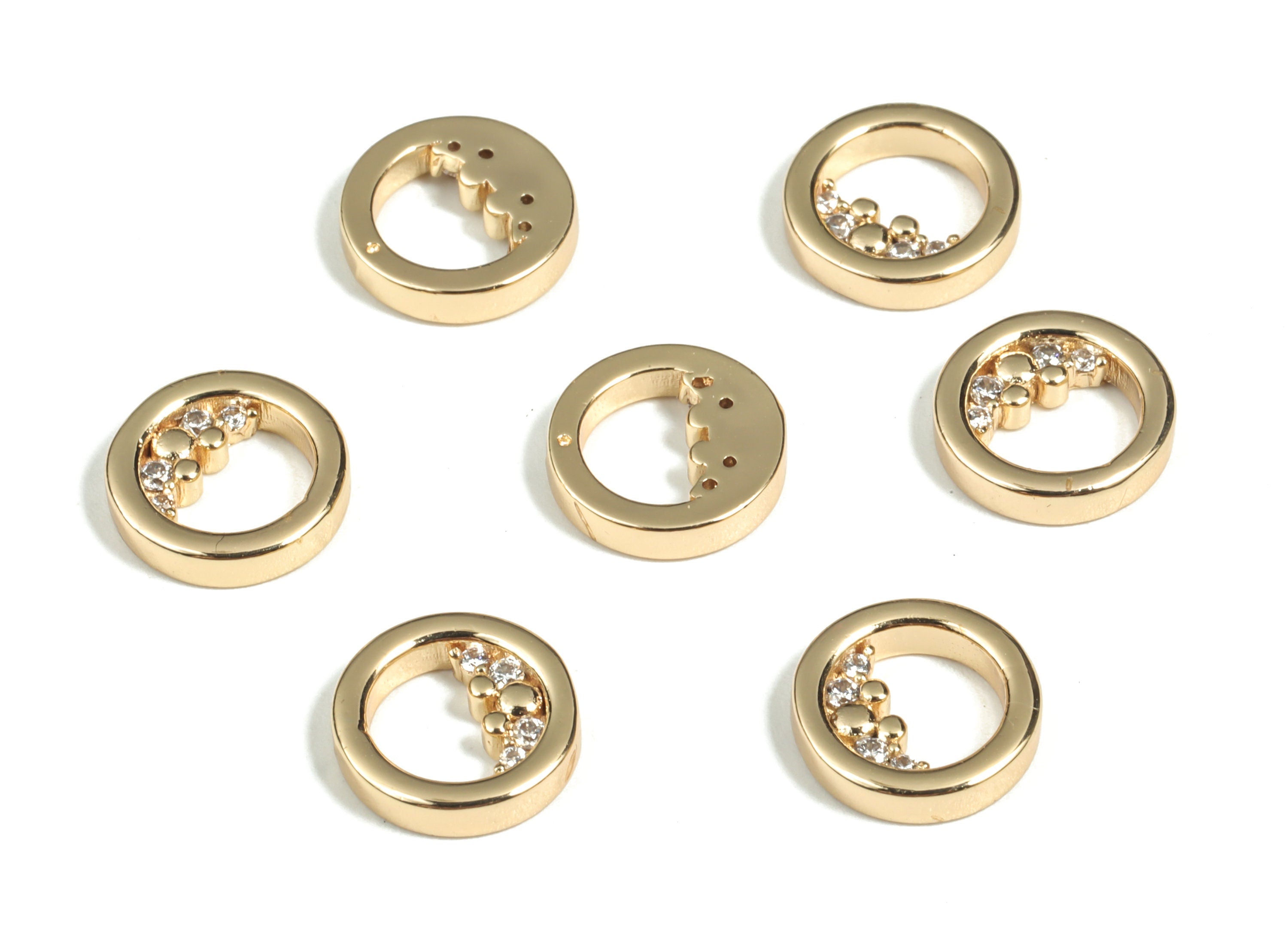 Brass Mini Circle Charm - Gold Plated Bubble Pendant Charm - 18K Real Gold Plated – Jewelry Making Supplies - 10.27×10.27×2.28mm - RGP2925 - DOMEDBAZAAR