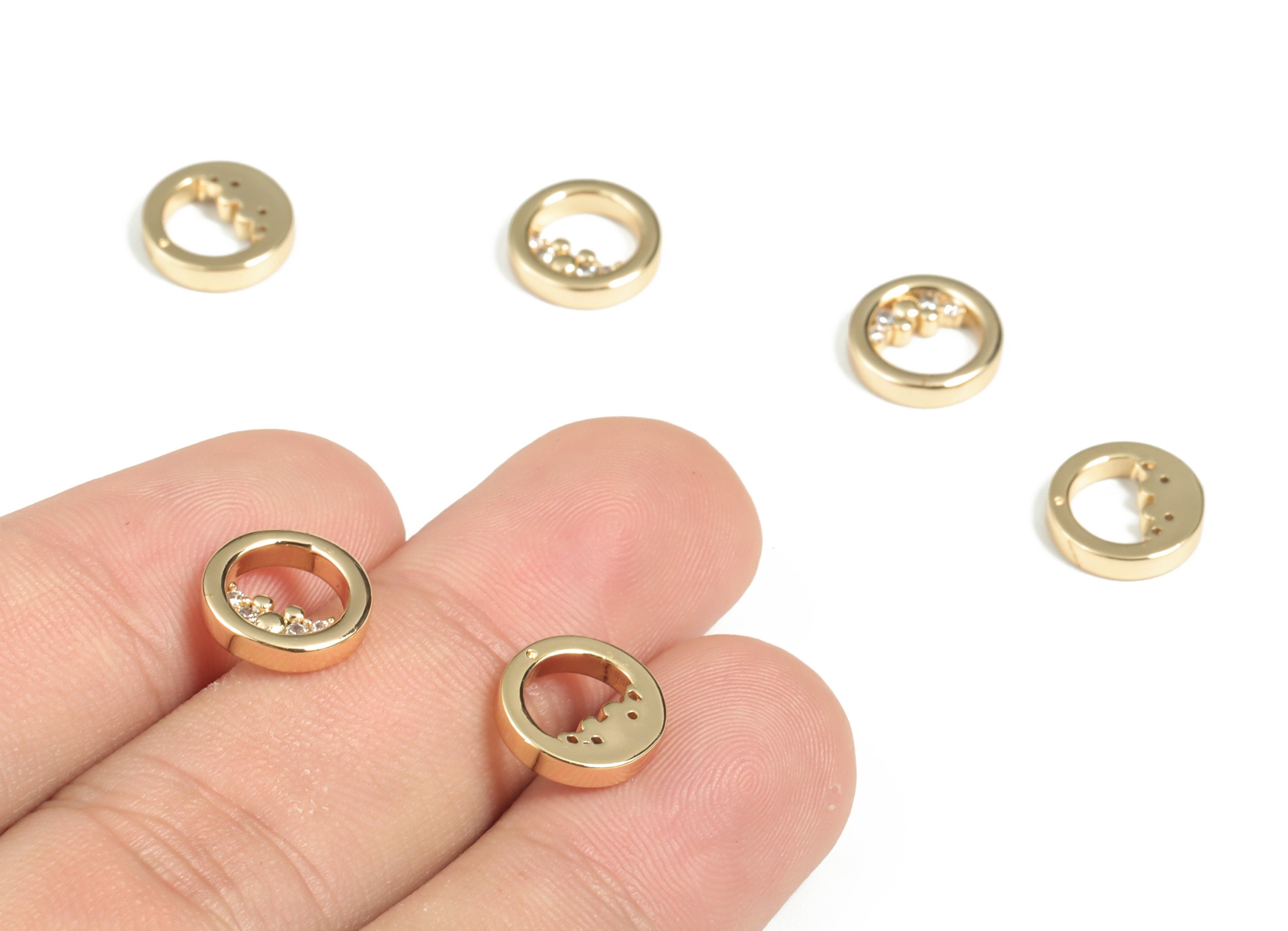 Brass Mini Circle Charm - Gold Plated Bubble Pendant Charm - 18K Real Gold Plated – Jewelry Making Supplies - 10.27×10.27×2.28mm - RGP2925 - DOMEDBAZAAR