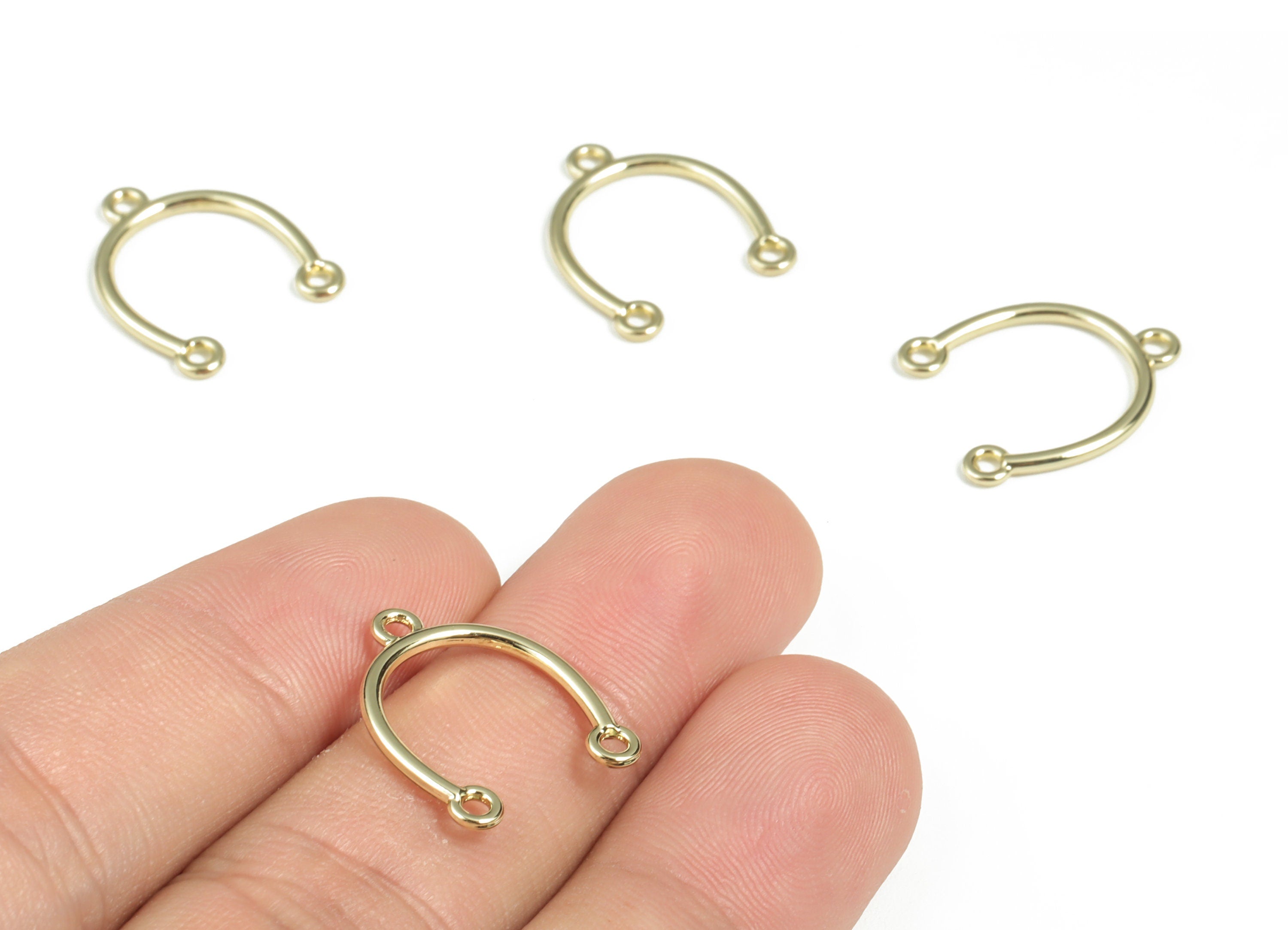 Alloy U Earring Charms – Alloy U Connector - Gold Tone Plated Alloy - Jewelry Making Supplies - 18.57x15.22x1.43mm - ZZ1965 - DOMEDBAZAAR