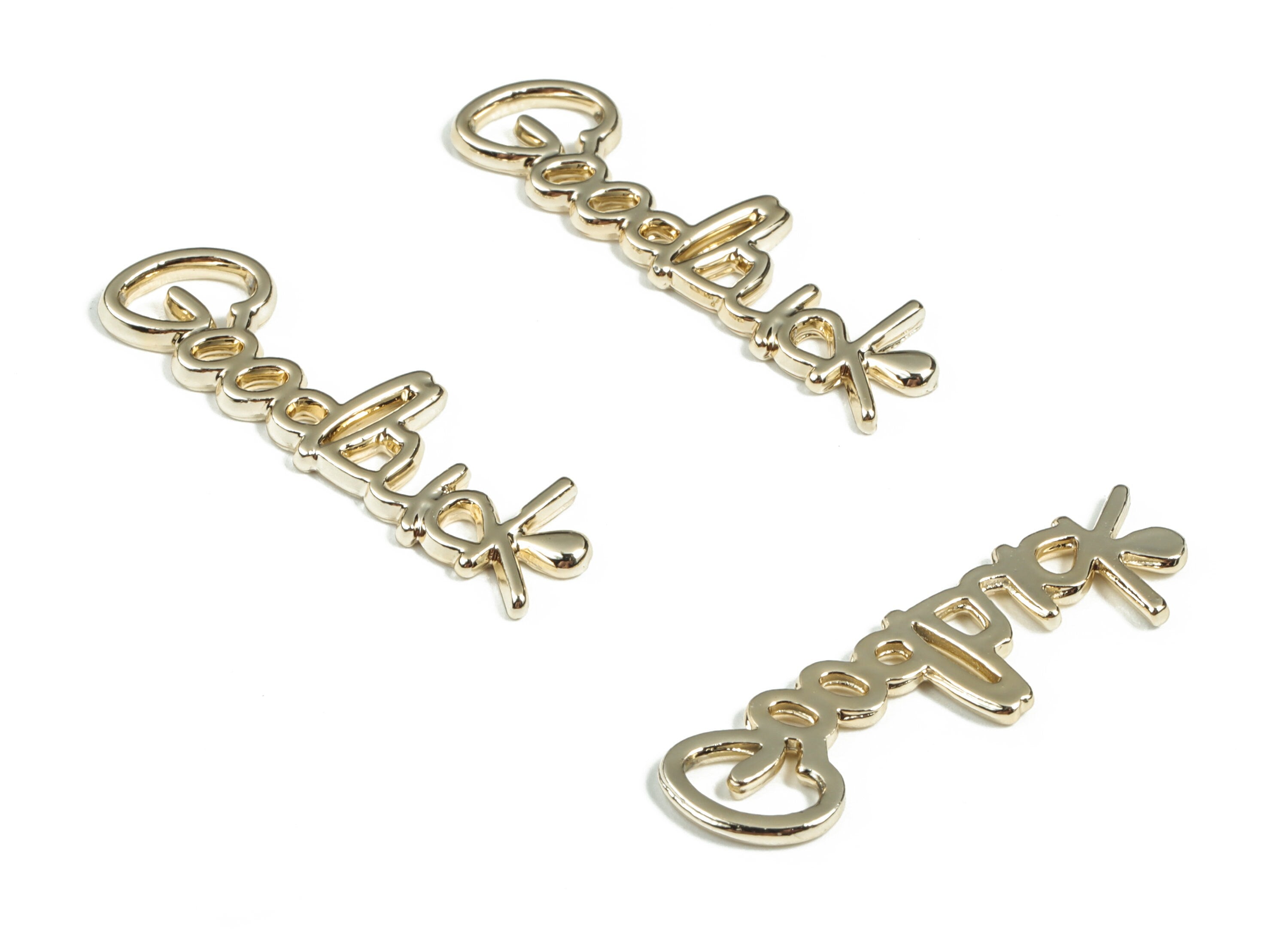 Alloy GoodLuck Earring Charms - Gold Alloy GoodLuck Pendant - Gold Tone Plated Alloy - Jewelry Making Supplies - 34.98x9.98x1.72mm - ZZ1767 - DOMEDBAZAAR