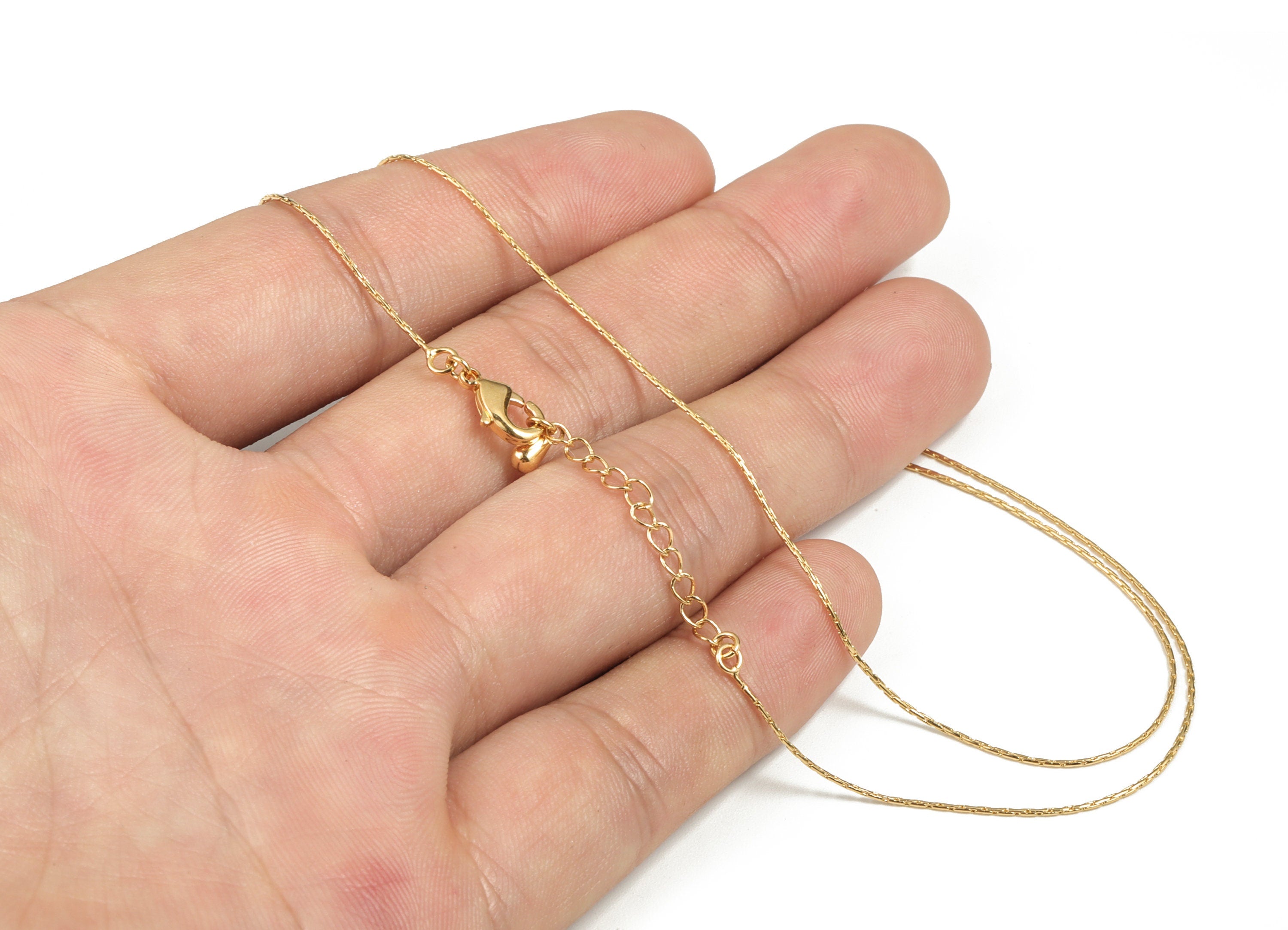 Gold Finished Snake Chain - 19.7 Inch Brass Snake Chain - 18K Real Gold Plated Brass -  0.12&quot;&quot; x 0.02&quot;&quot; - RGP2935 - DOMEDBAZAAR