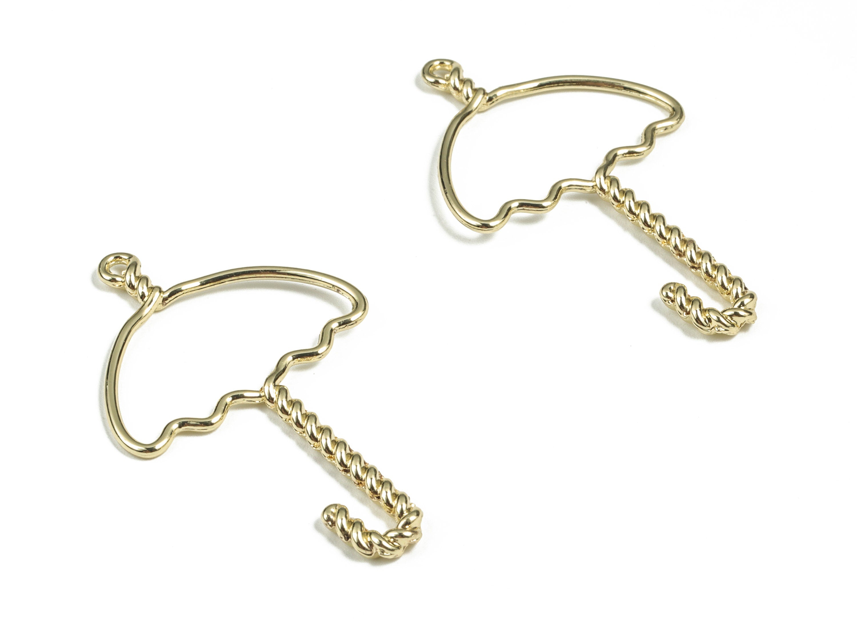 Alloy Umbrella Earring Charms - Gold Alloy Umbrella Pendant - Gold Tone Plated Alloy - Jewellery Making Supplies - 47.3x3.23x2.52mm - ZZ1772 - DOMEDBAZAAR