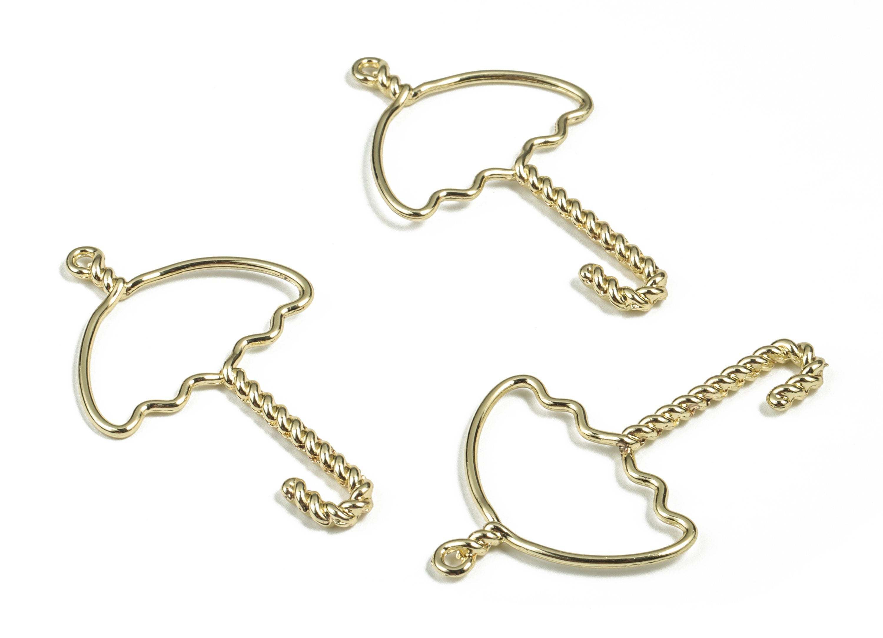 Alloy Umbrella Earring Charms - Gold Alloy Umbrella Pendant - Gold Tone Plated Alloy - Jewellery Making Supplies - 47.3x3.23x2.52mm - ZZ1772 - DOMEDBAZAAR