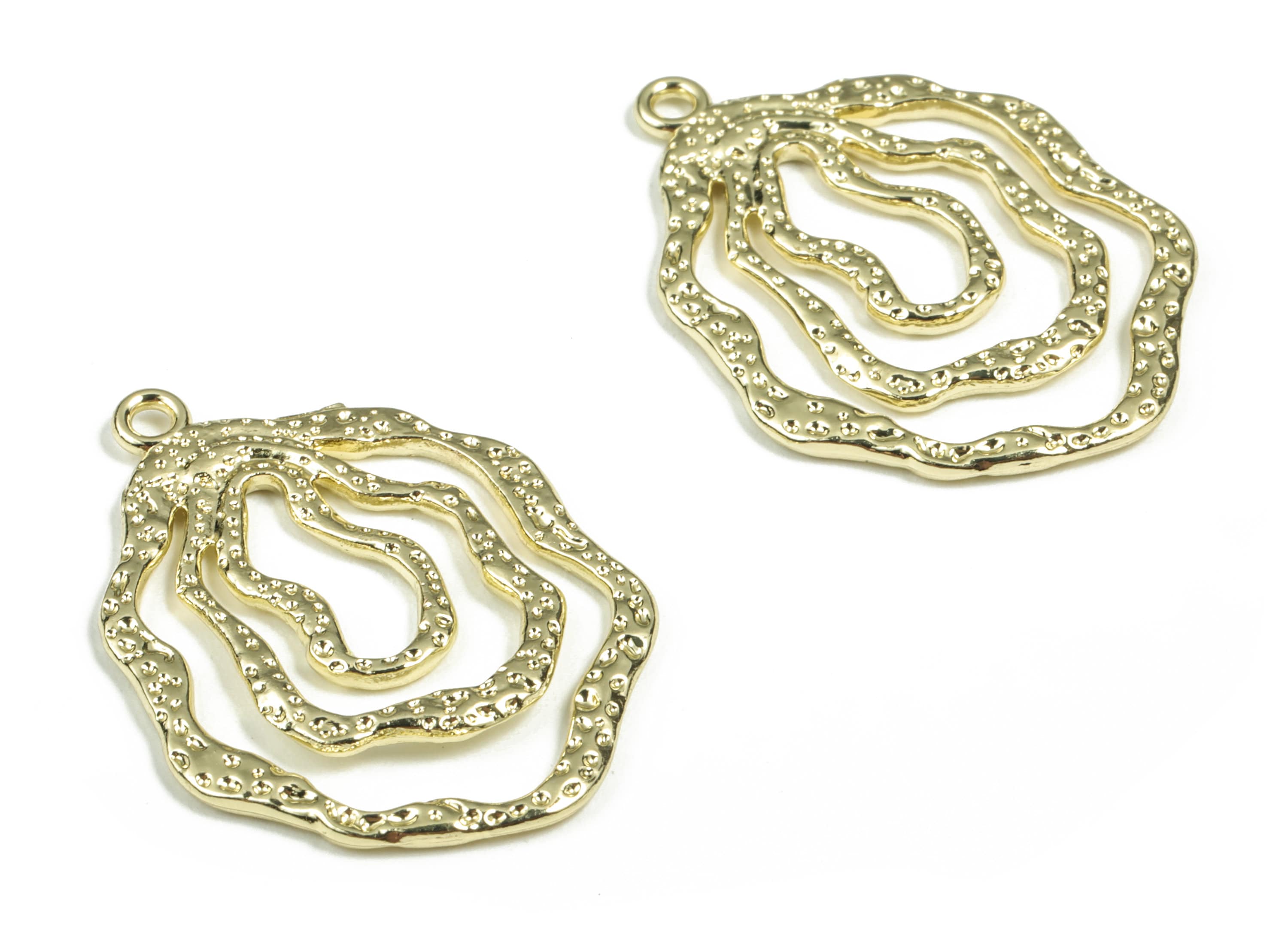 Alloy Irregular Earring Charms - Gold Alloy Irregular Pendant - Gold Tone Plated Alloy - Jewelry Making Supplies - 30.9x22.3x1.63mm - ZZ1770 - DOMEDBAZAAR