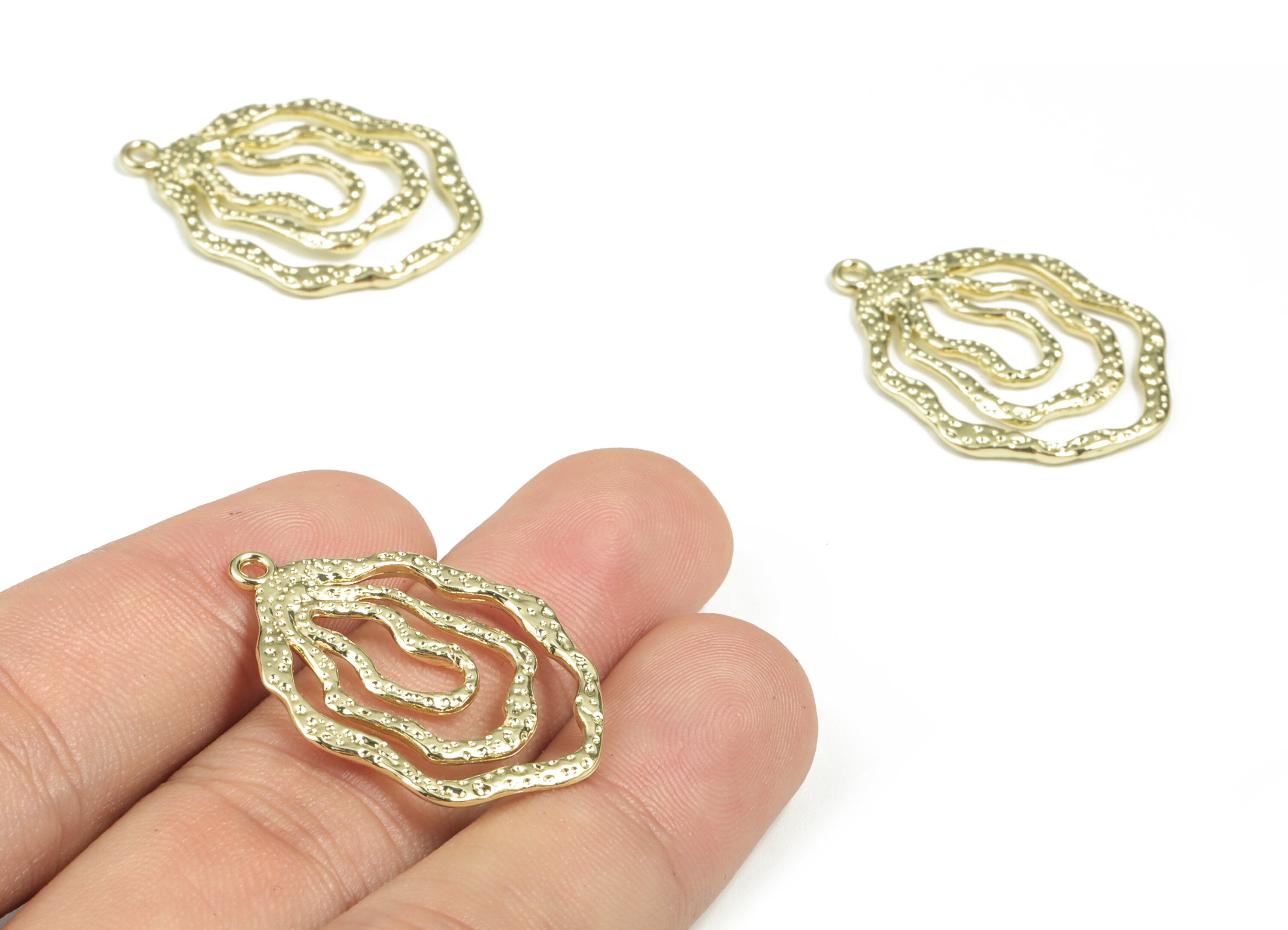 Alloy Irregular Earring Charms - Gold Alloy Irregular Pendant - Gold Tone Plated Alloy - Jewelry Making Supplies - 30.9x22.3x1.63mm - ZZ1770 - DOMEDBAZAAR