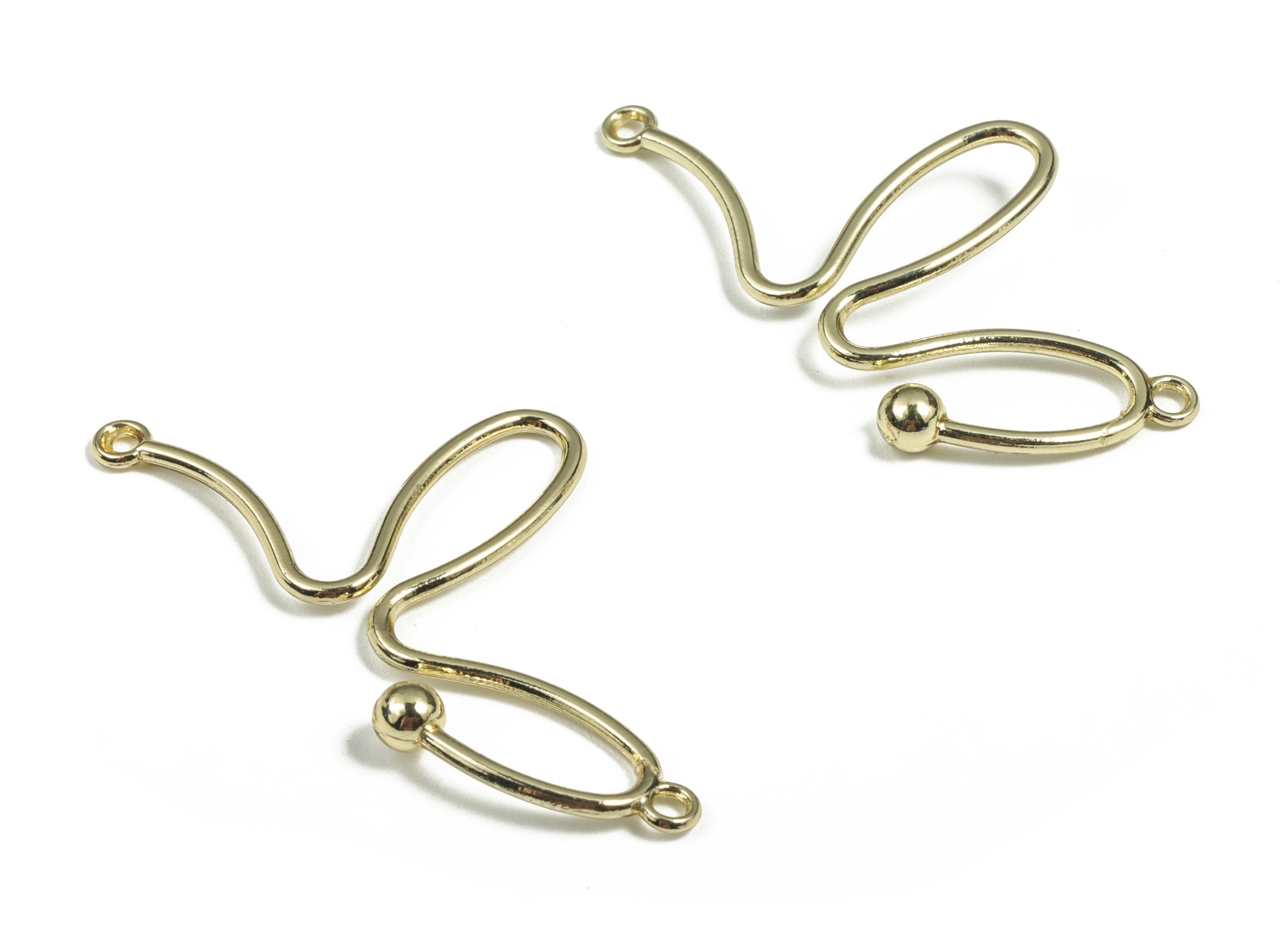 Alloy Geometry Earring Charms - Gold Alloy Geometry Connector - Gold Tone Plated Alloy - Jewelry Supplies - 44.64x25.16x3.99mm - ZZ1784 - DOMEDBAZAAR
