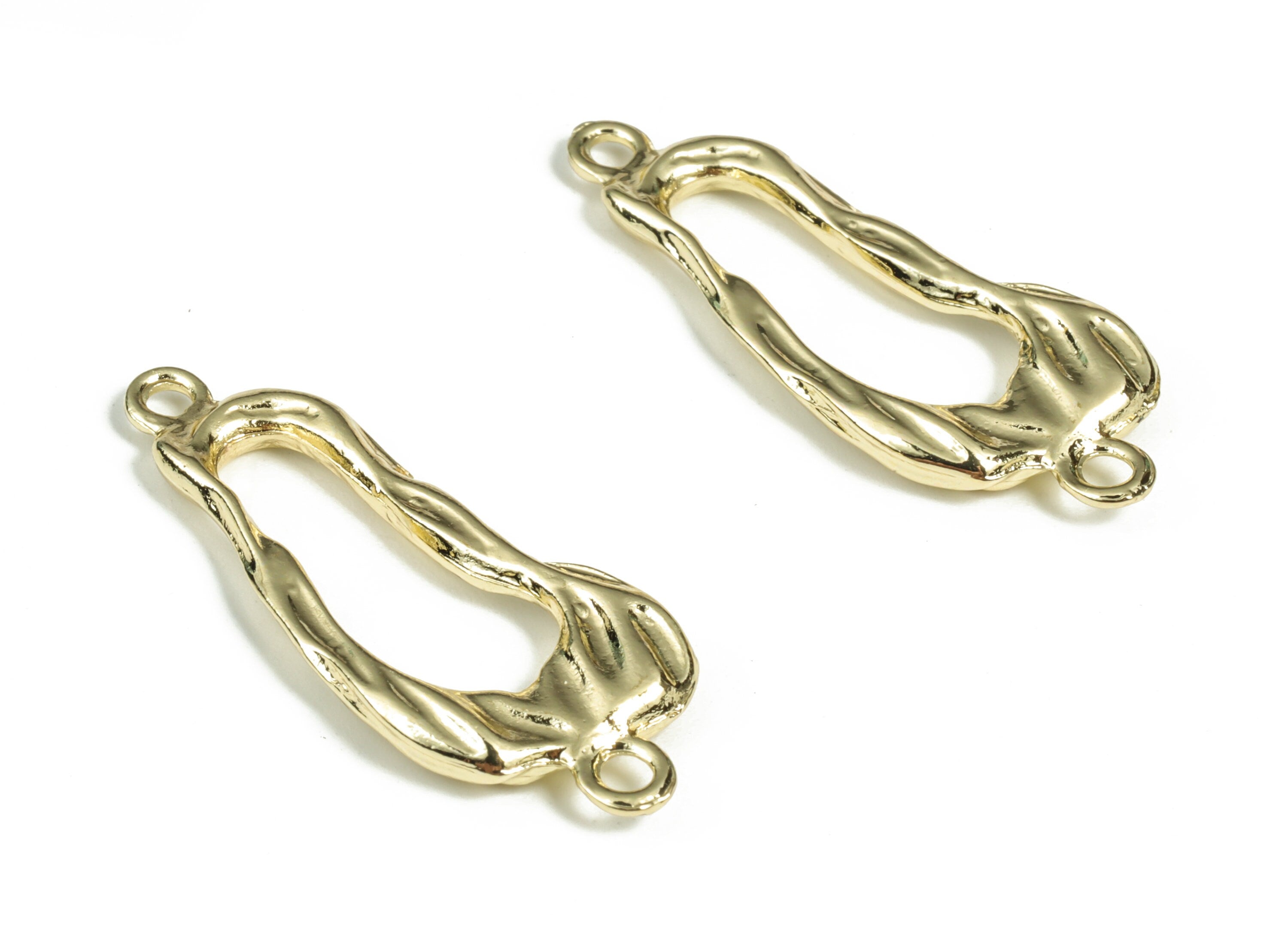 Alloy Irregular Earring Connector - Zinc Alloy Geometry Charms - Gold Tone Plated Alloy - Jewelry Supplies - 38.46x14.76x3.64mm - ZZ1798 - DOMEDBAZAAR