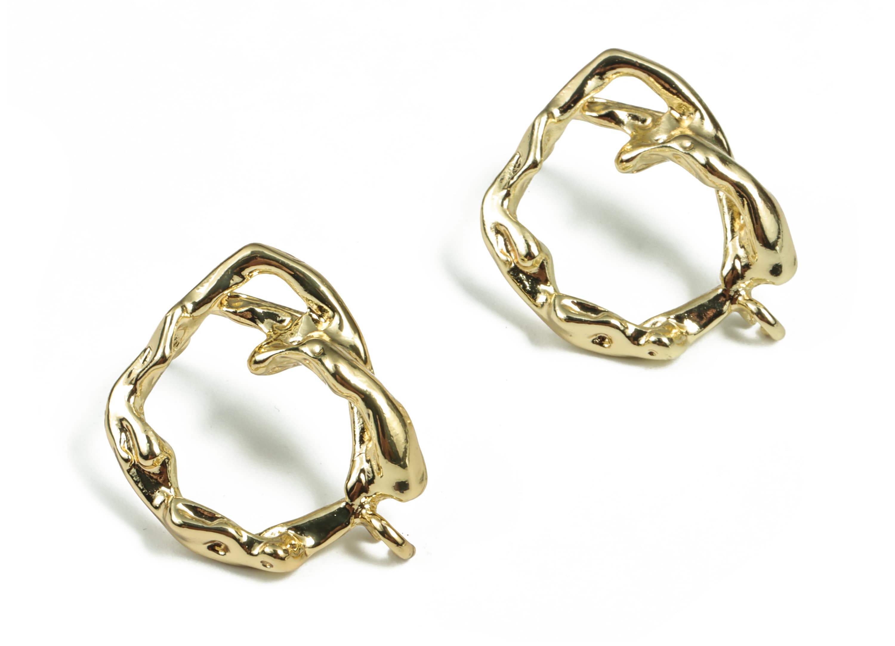 Alloy Irregular Earring Stud - Zinc Alloy Geometry Post - Silver Stud - Gold Tone Plated - Jewelry Supplies - 23.74x19.1x5.43mm - ZZ1793 - DOMEDBAZAAR
