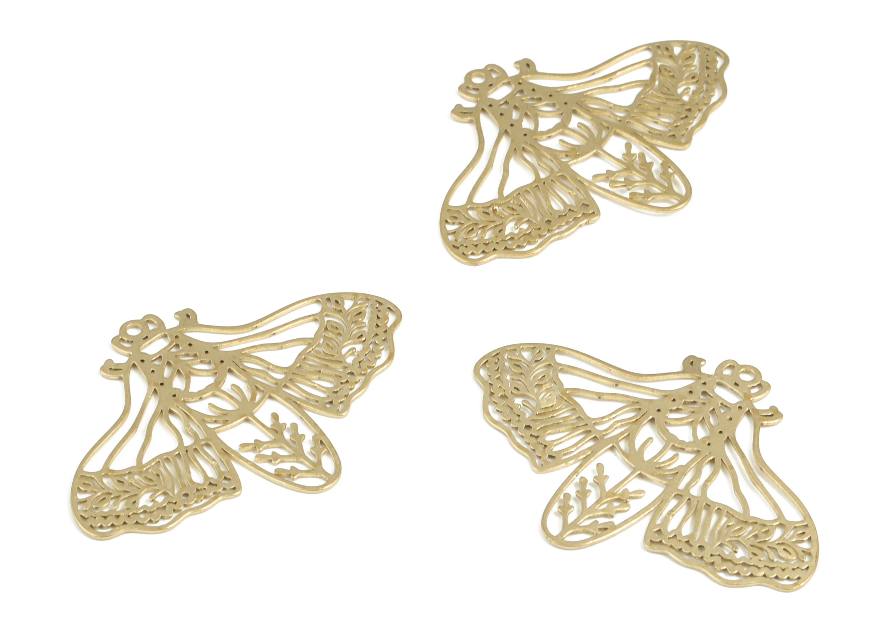 Brass Butterfly Earring Charms - Raw Brass Butterfly Pendant - Earring Findings - Jewelry Making Supplies - 44.28x32.24x0.7mm - PP3961 - DOMEDBAZAAR