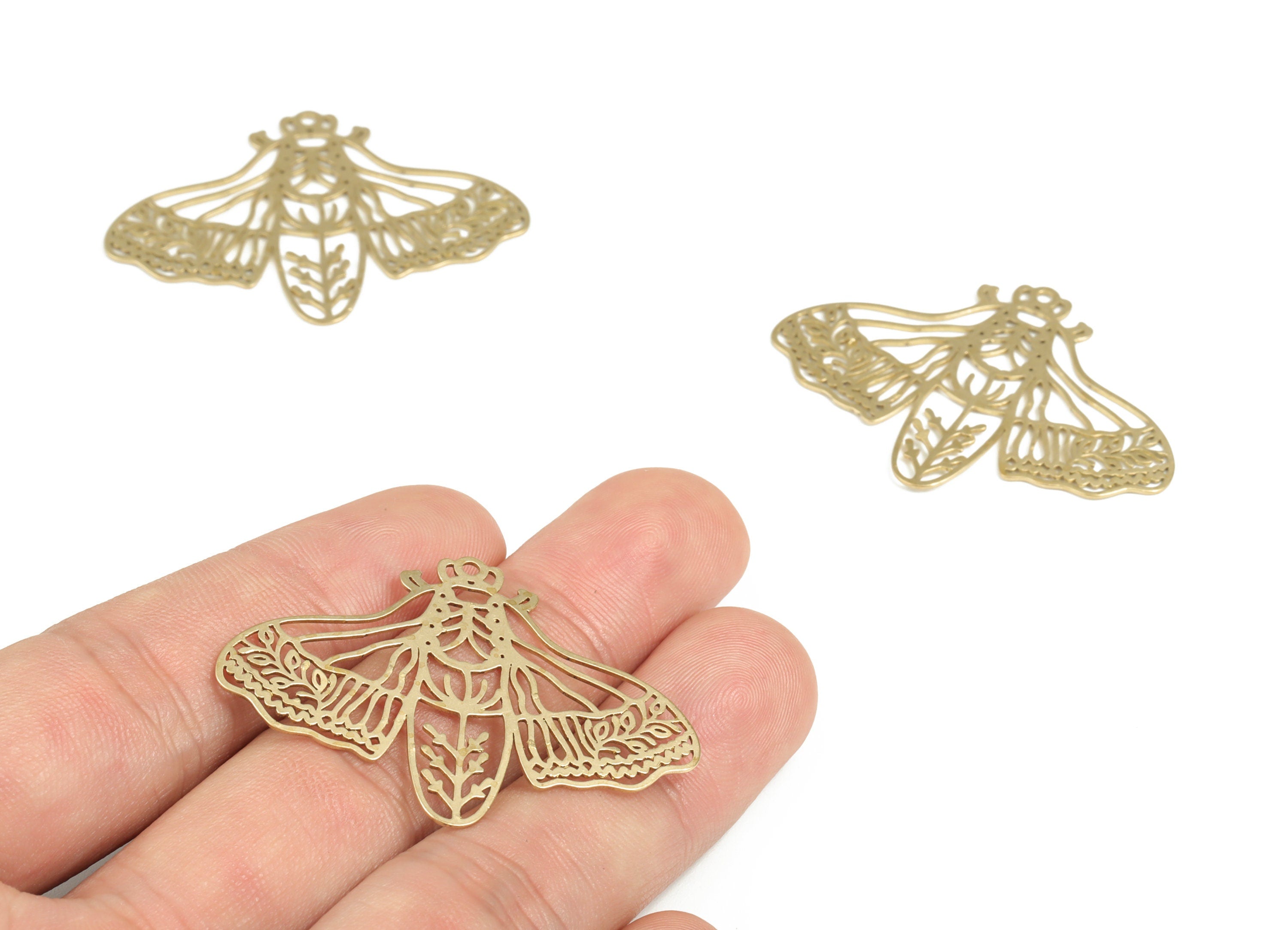 Brass Butterfly Earring Charms - Raw Brass Butterfly Pendant - Earring Findings - Jewelry Making Supplies - 44.28x32.24x0.7mm - PP3961 - DOMEDBAZAAR