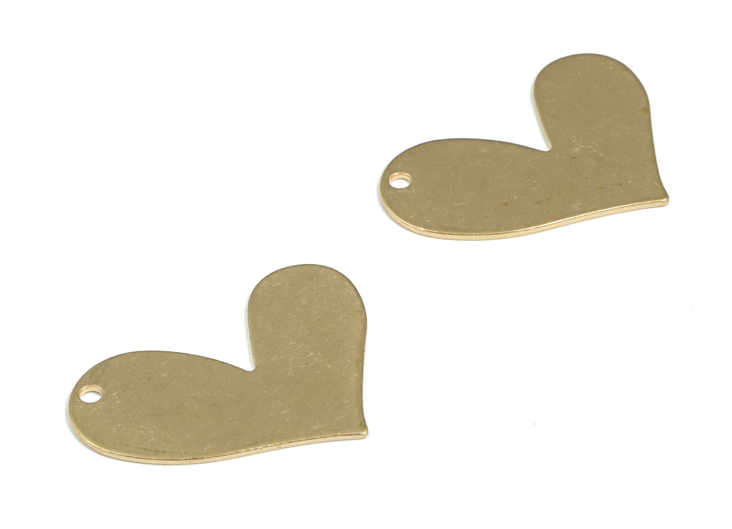 Brass Heart Earring Charms - Raw Brass Heart Pendant - Earring Findings - Jewelry Making Supplies - 29.87x21.41x0.79mm - PP3957 - DOMEDBAZAAR