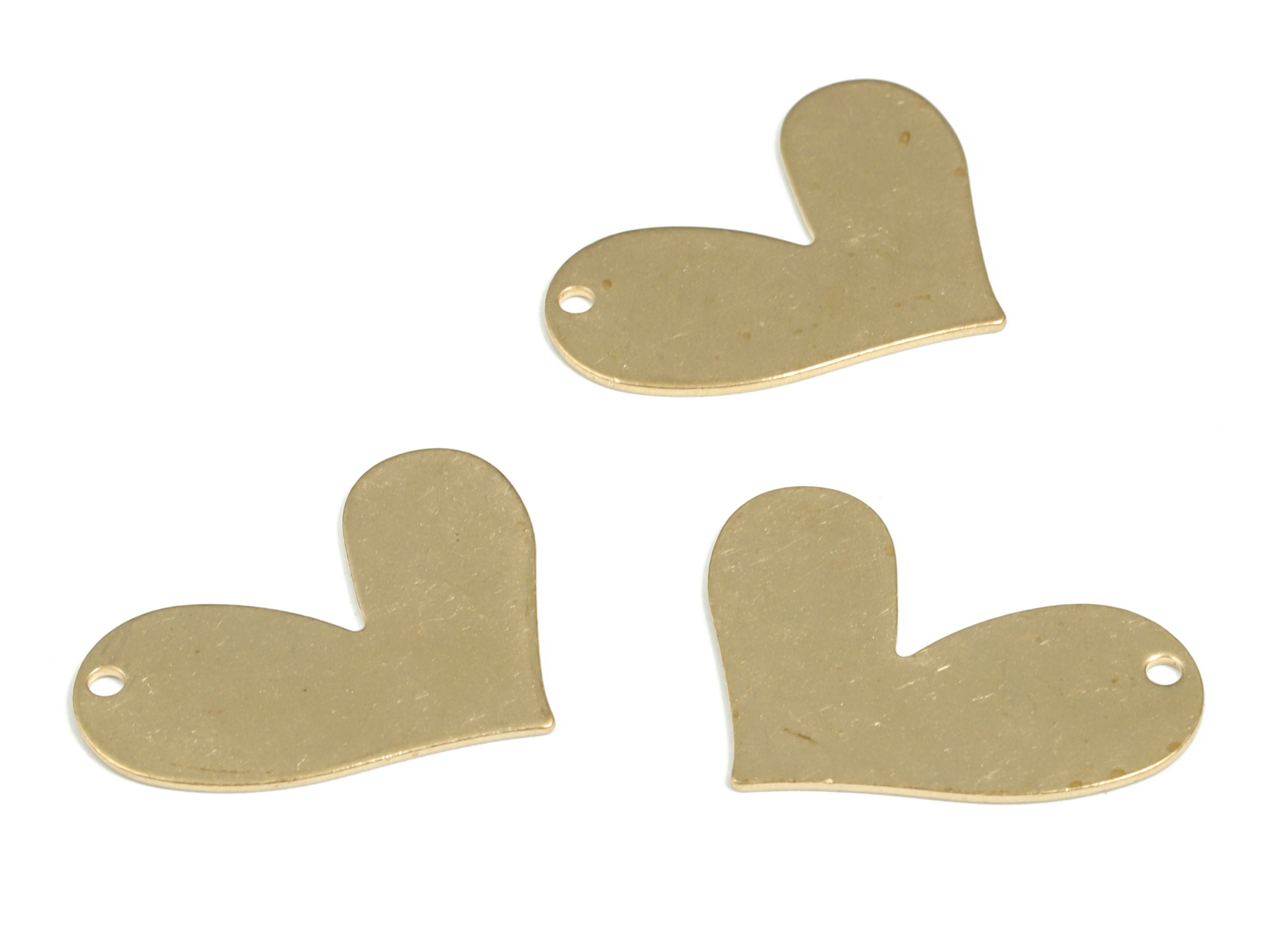 Brass Heart Earring Charms - Raw Brass Heart Pendant - Earring Findings - Jewelry Making Supplies - 29.87x21.41x0.79mm - PP3957 - DOMEDBAZAAR