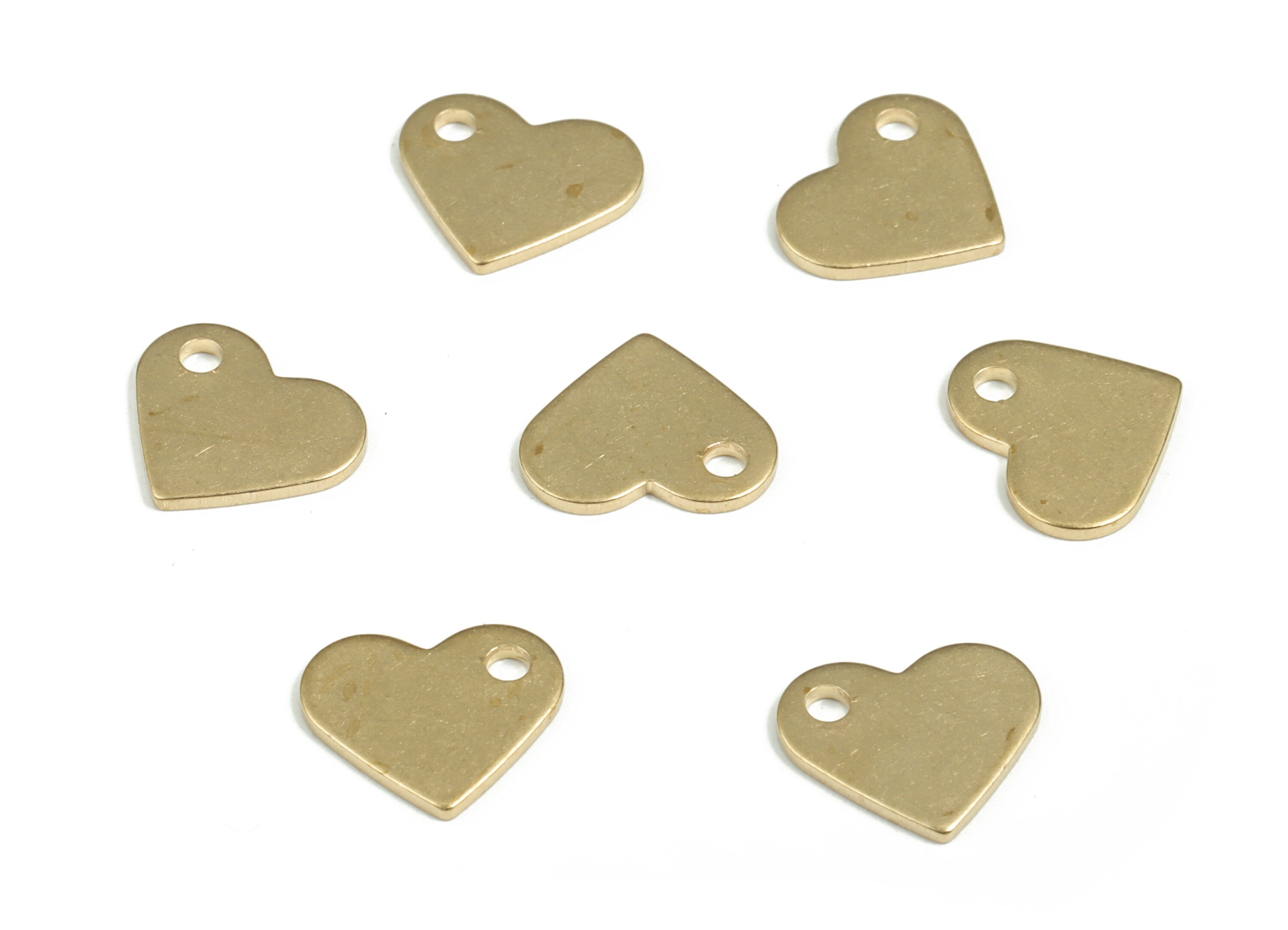 Brass Heart Earring Charms - Raw Brass Heart Pendant - Earring Findings - Jewelry Making Supplies - 12.02x10.4x0.98mm - PP3956 - DOMEDBAZAAR