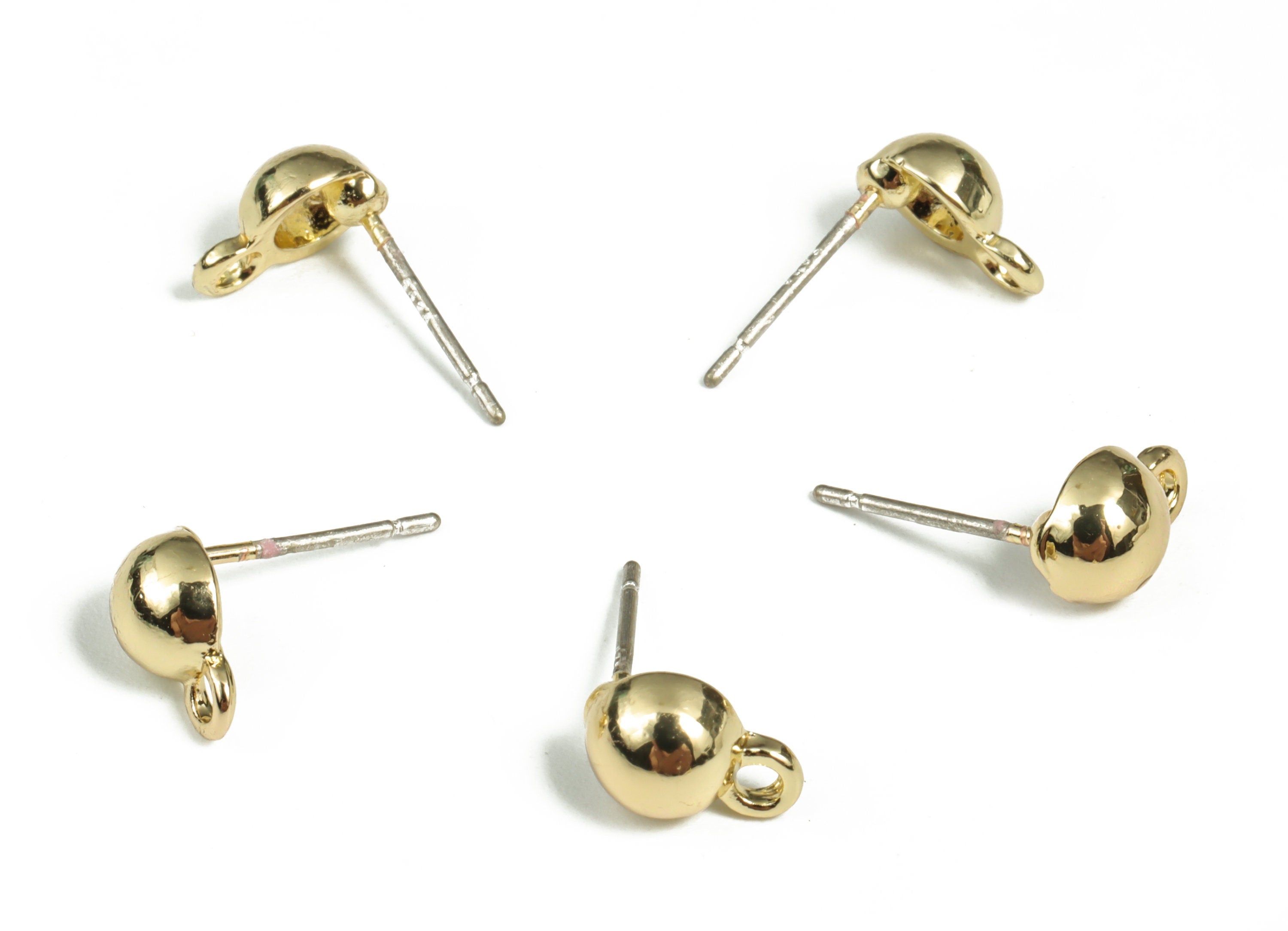 Alloy Round Earring Stud - Zinc Alloy Round Earring Post - Silver Stud - Gold Tone Plated - Jewelry Supplies - 8.74x5.98x3.98mm - ZZ1796 - DOMEDBAZAAR