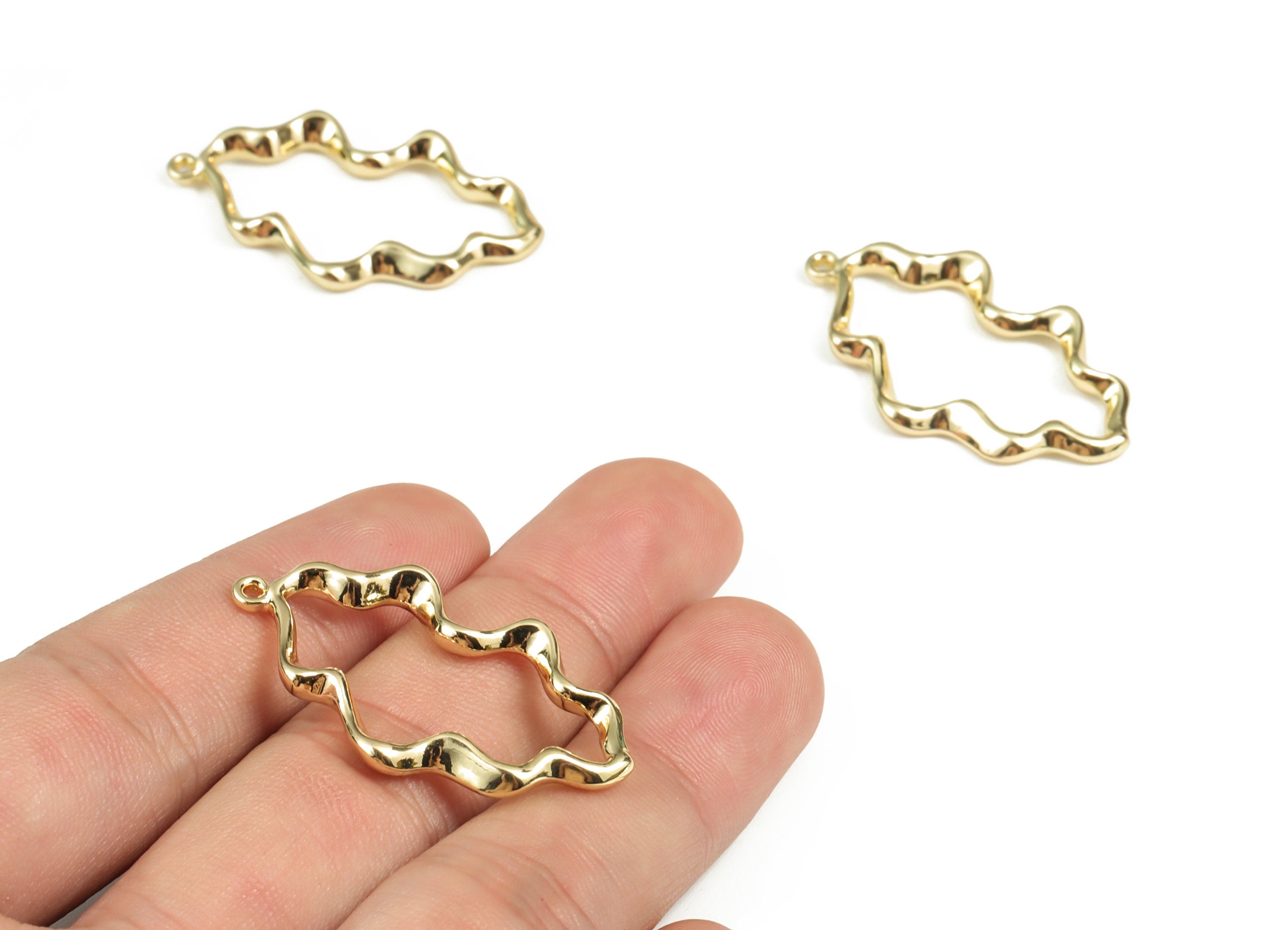 Alloy Geometry Earring Charms - Zinc Alloy Geometry Pendant - Gold Tone Plated Alloy - Jewelry Making Supplies - 37.96x22.24x3.32mm - ZZ1795 - DOMEDBAZAAR