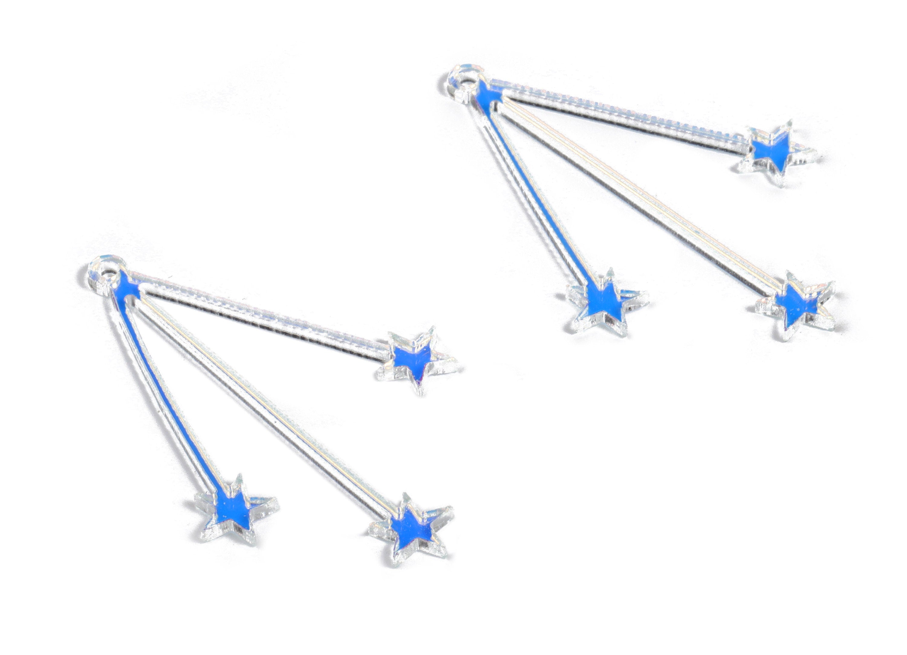 Colorful Acrylic Stars Earring Charms - Acrylic Star Pendant - Jewelry Making Supplies - Color Code:A575 - 43.82x30.43x1.72mm - AC2244-A575 - DOMEDBAZAAR
